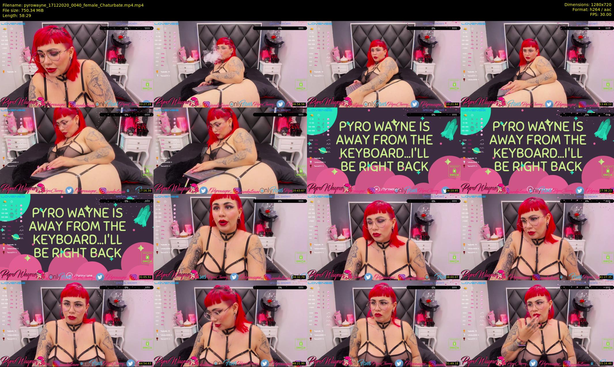 pyrowayne — 59 minute Chaturbate female cam show recording, 720p, Dec 17, 2020