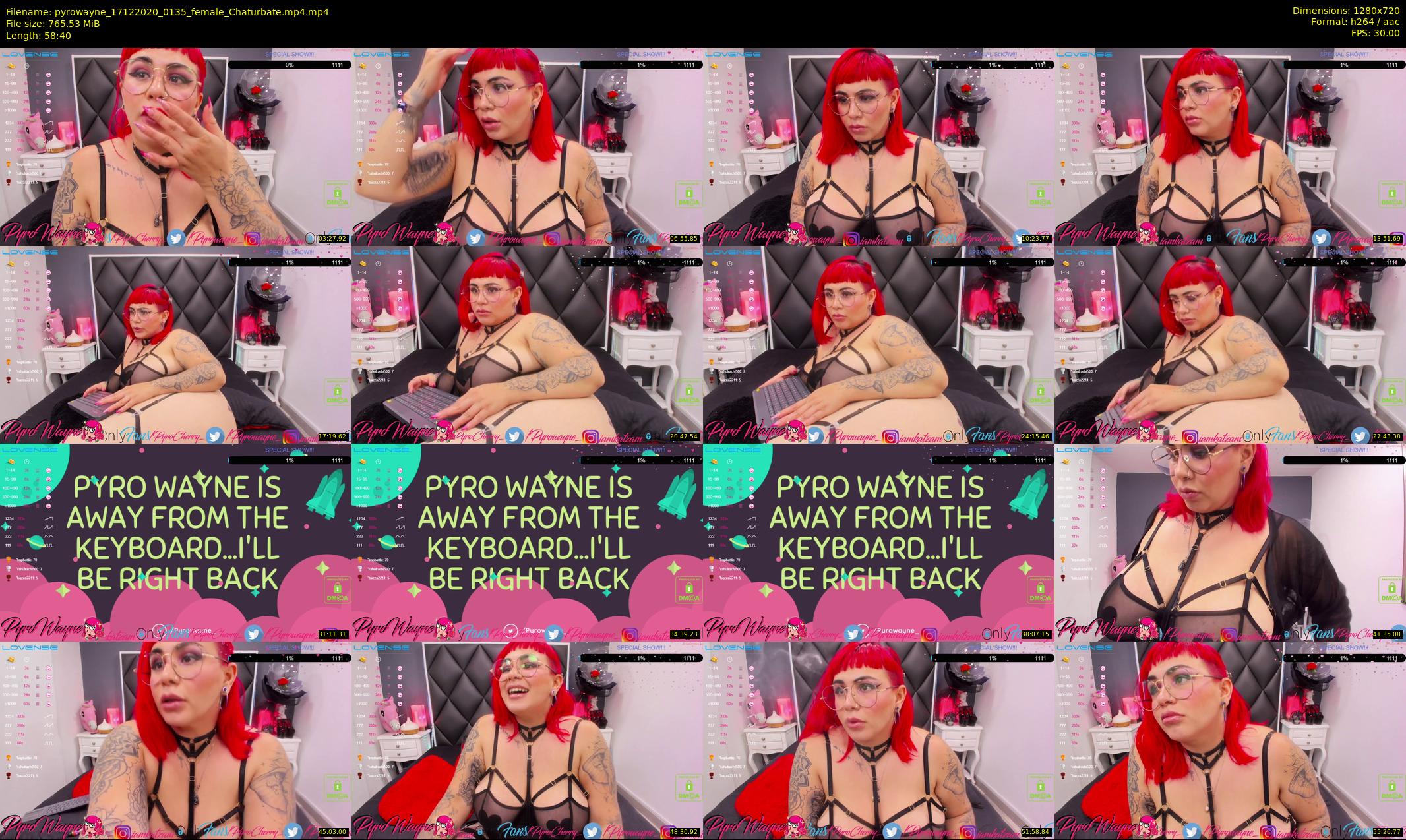 pyrowayne — 59 minute Chaturbate female cam show recording, 720p, Dec 17, 2020