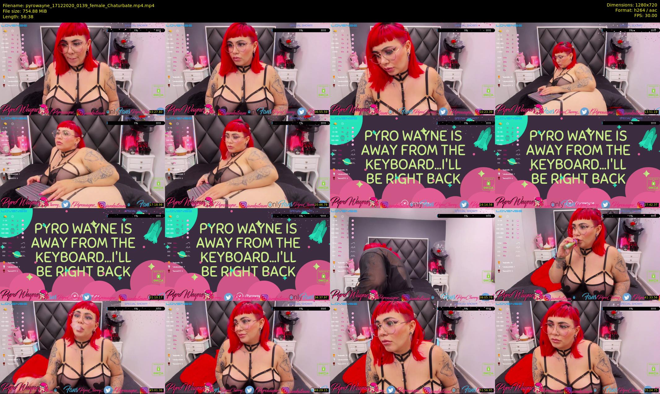 pyrowayne — 59 minute Chaturbate female cam show recording, 720p, Dec 17, 2020