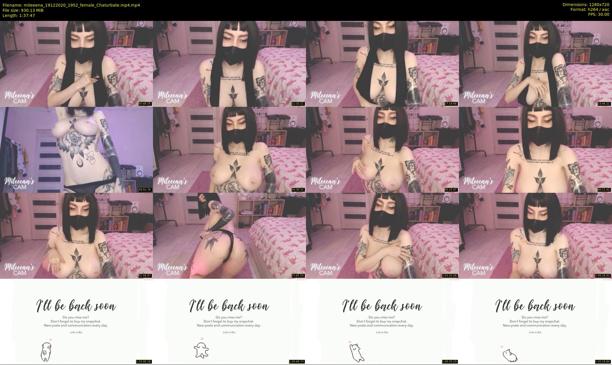 mileeena — 98 minute Chaturbate female cam show recording, 720p, Dec 19, 2020