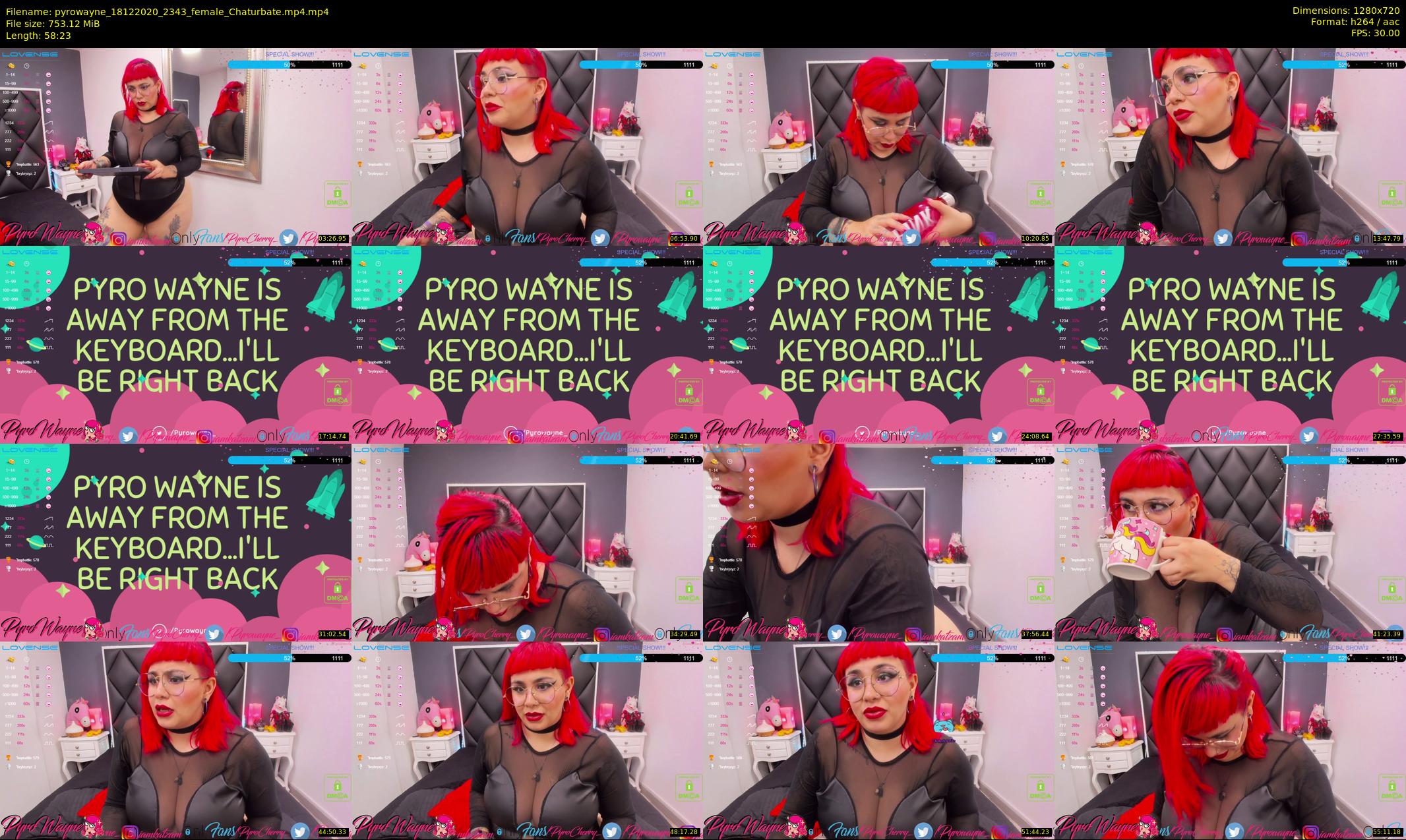 pyrowayne — 59 minute Chaturbate female cam show recording, 720p, Dec 18, 2020