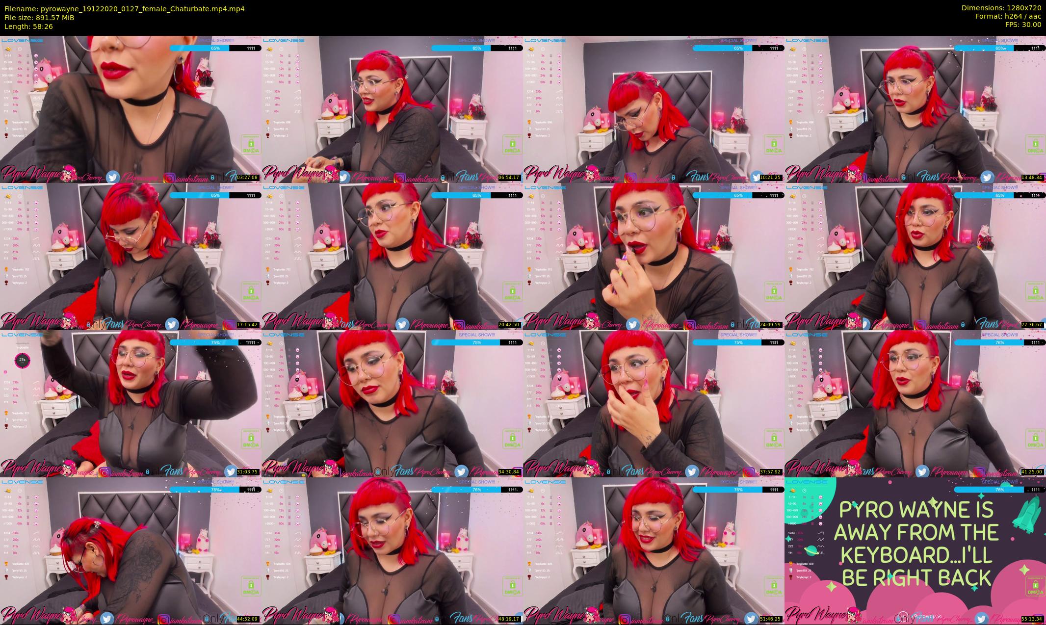 pyrowayne — 59 minute Chaturbate female cam show recording, 720p, Dec 19, 2020