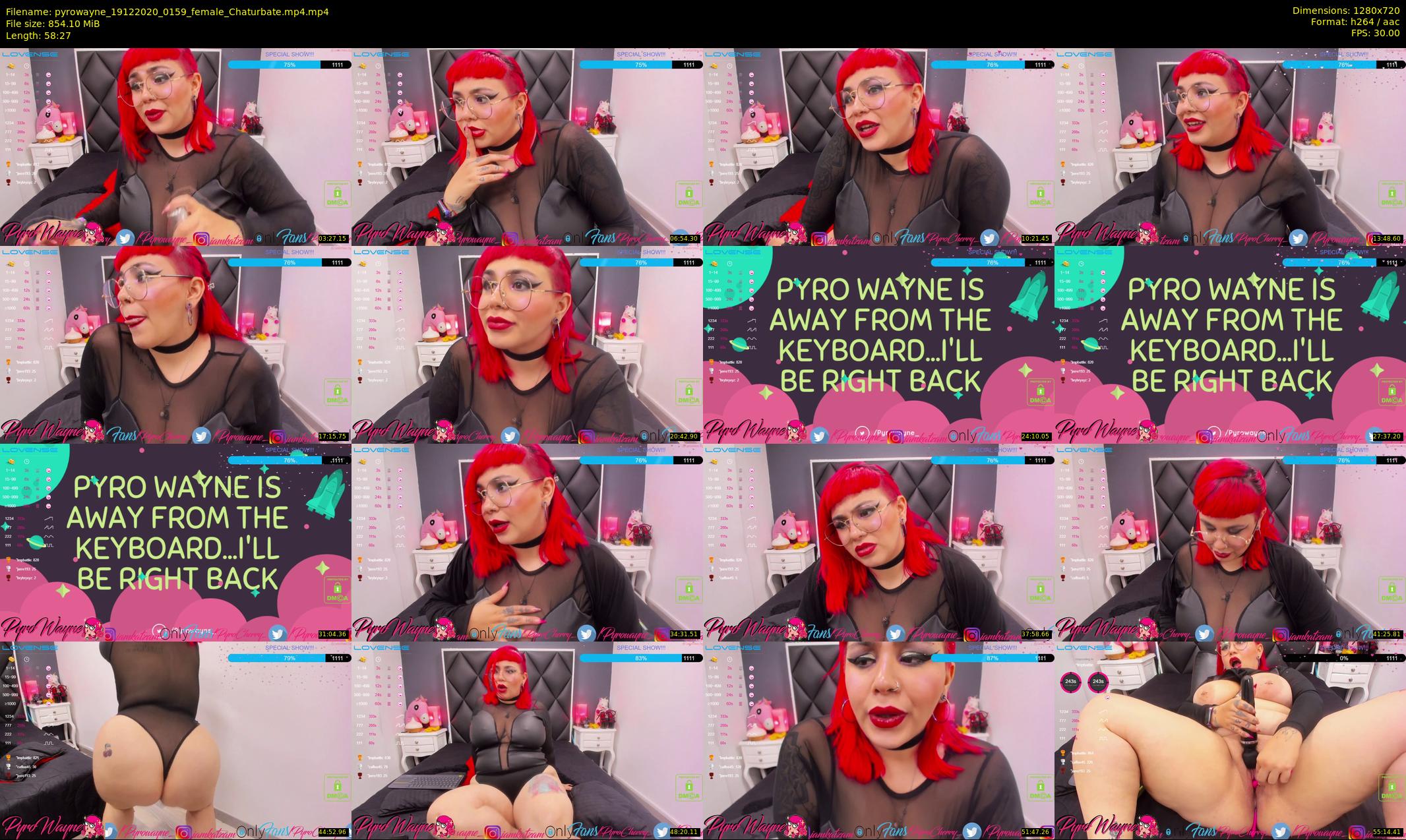 pyrowayne — 59 minute Chaturbate female cam show recording, 720p, Dec 19, 2020