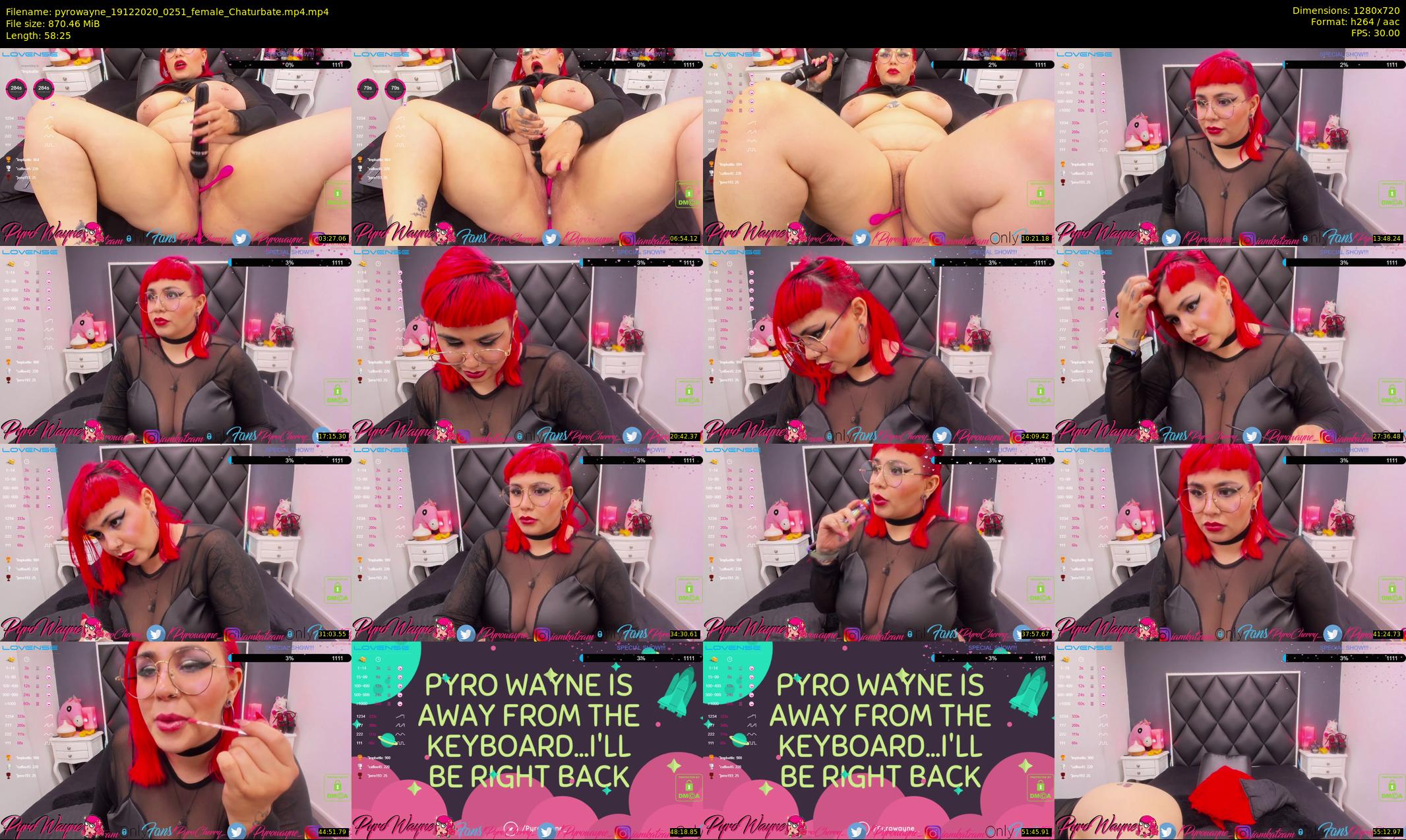 pyrowayne — 59 minute Chaturbate female cam show recording, 720p, Dec 19, 2020