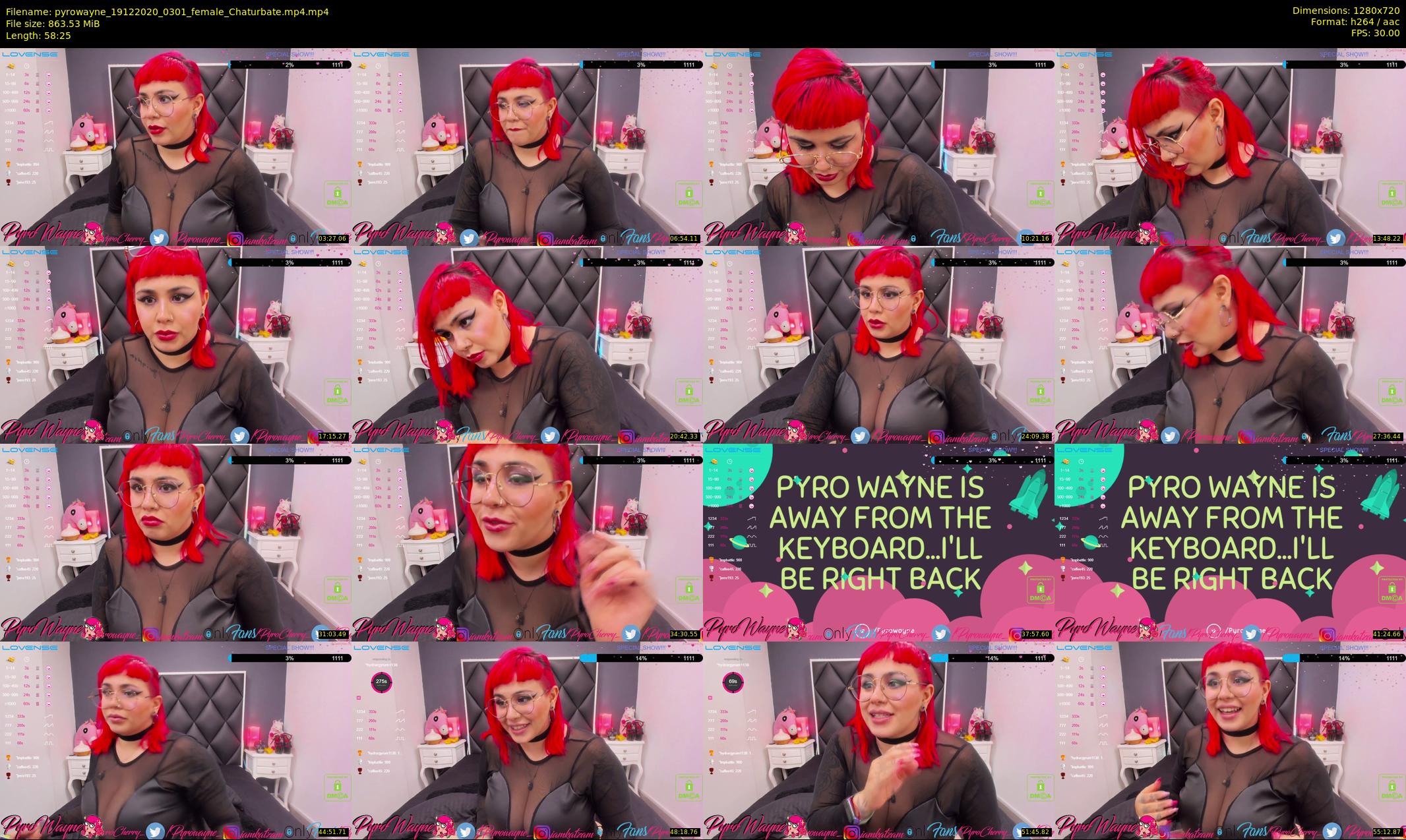 pyrowayne — 59 minute Chaturbate female cam show recording, 720p, Dec 19, 2020