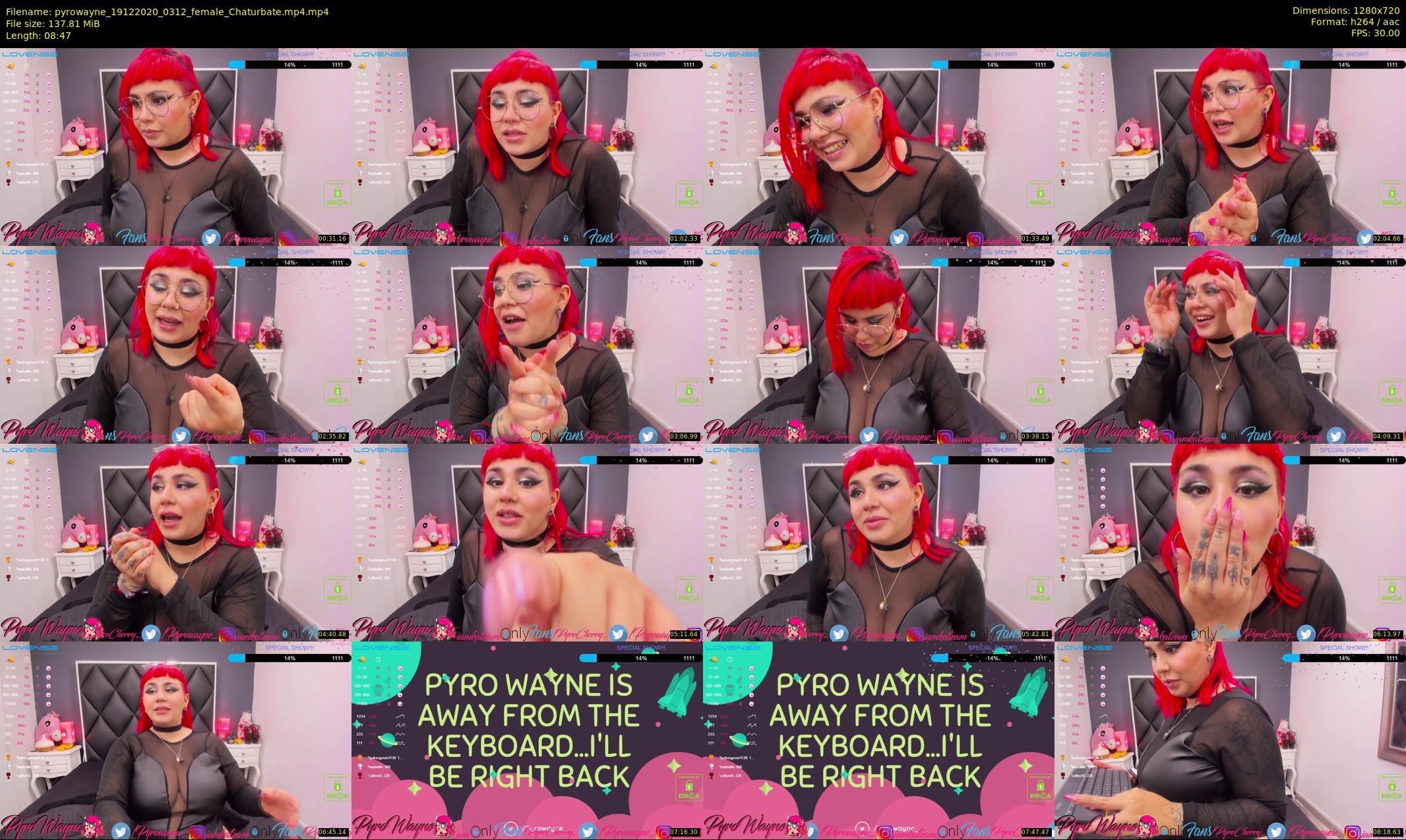 pyrowayne — 9 minute Chaturbate female cam show recording, 720p, Dec 19, 2020