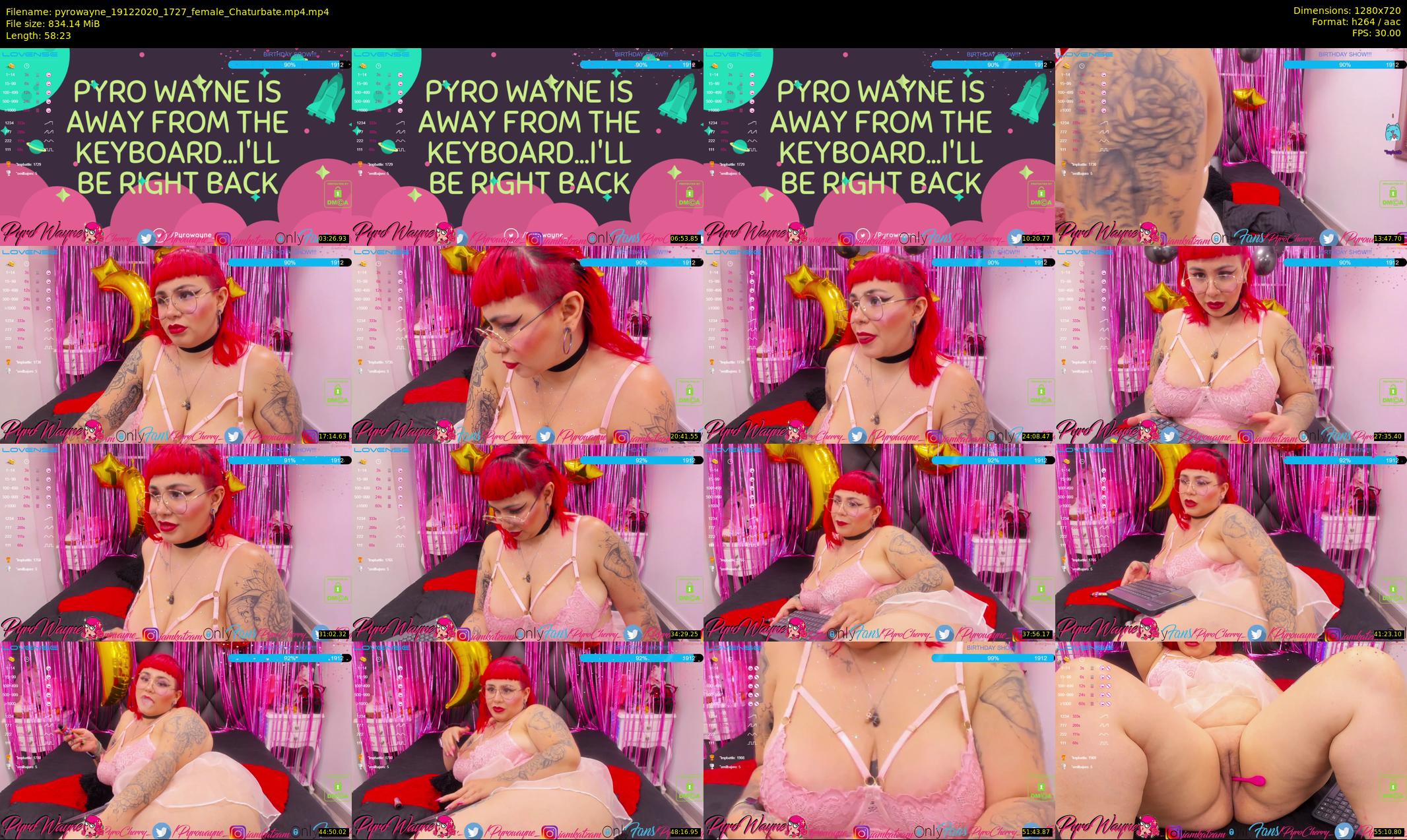 pyrowayne — 59 minute Chaturbate female cam show recording, 720p, Dec 19, 2020