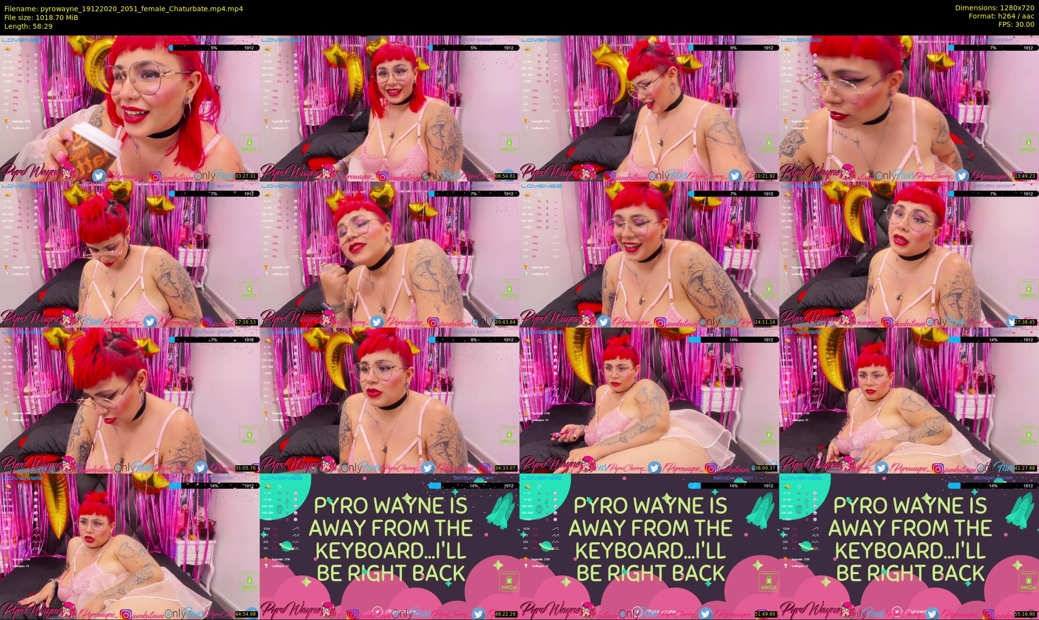 pyrowayne — 59 minute Chaturbate female cam show recording, 720p, Dec 19, 2020