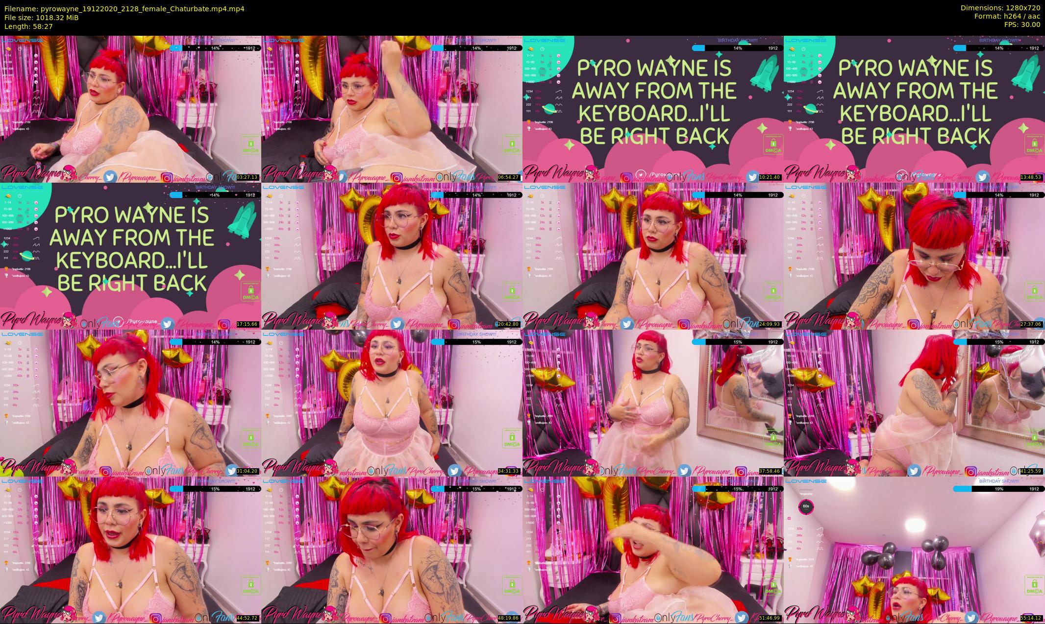 pyrowayne — 59 minute Chaturbate female cam show recording, 720p, Dec 19, 2020