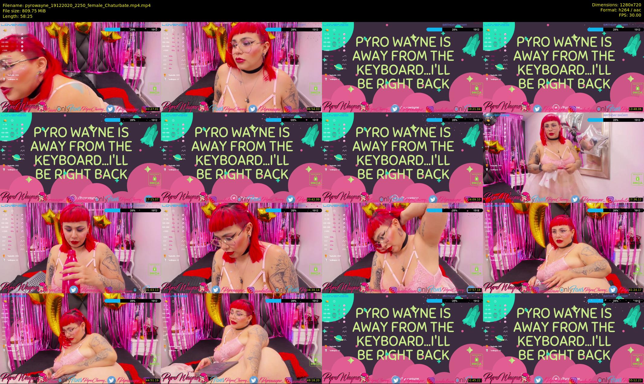pyrowayne — 59 minute Chaturbate female cam show recording, 720p, Dec 19, 2020
