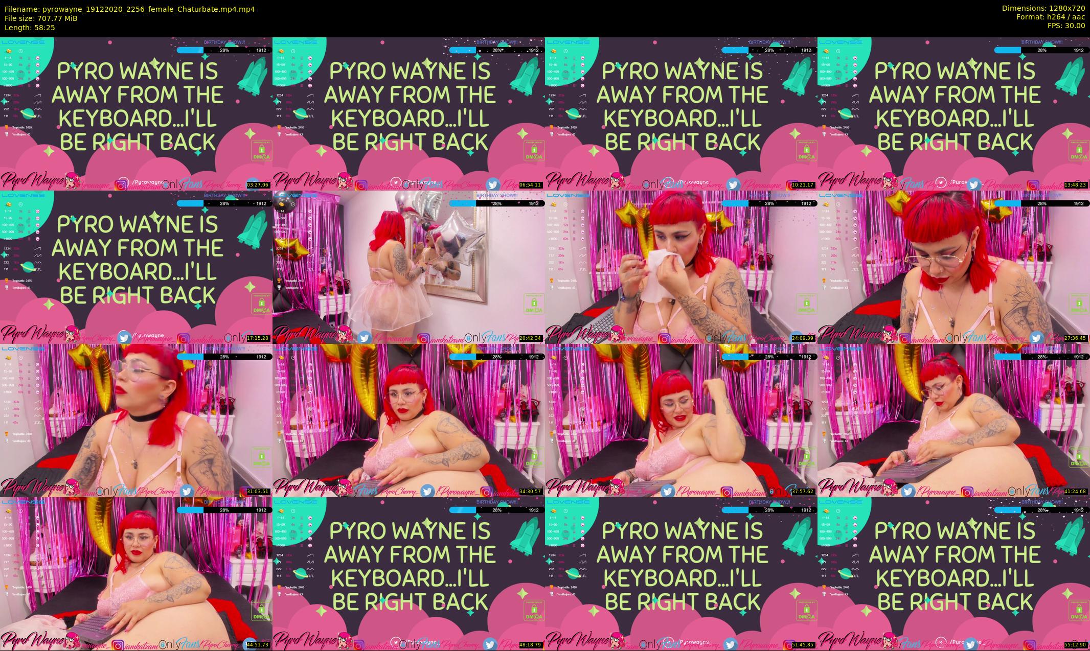 pyrowayne — 59 minute Chaturbate female cam show recording, 720p, Dec 19, 2020