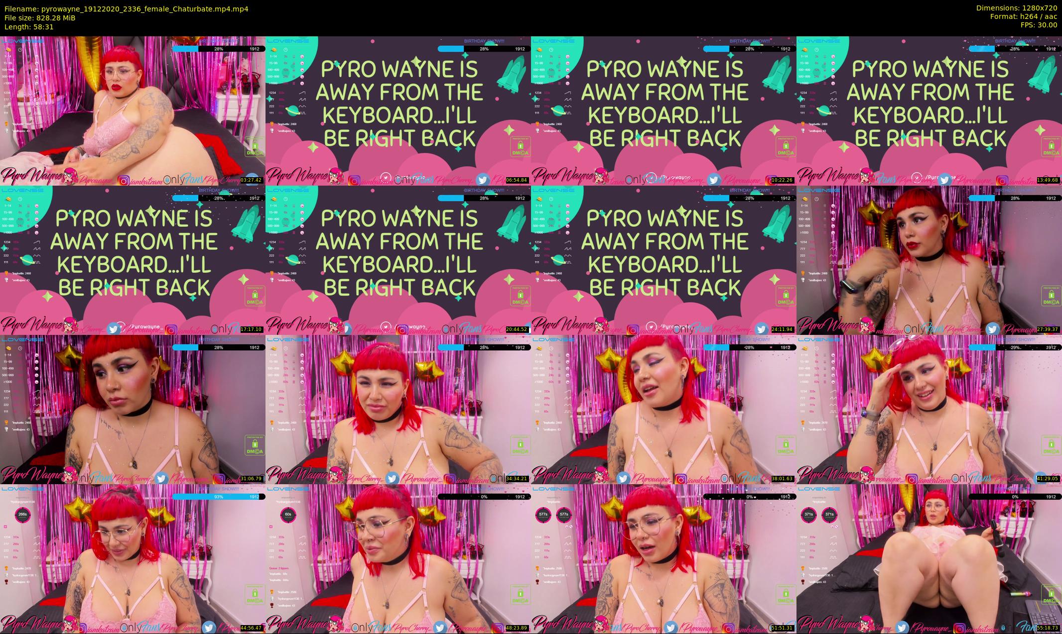 pyrowayne — 59 minute Chaturbate female cam show recording, 720p, Dec 19, 2020