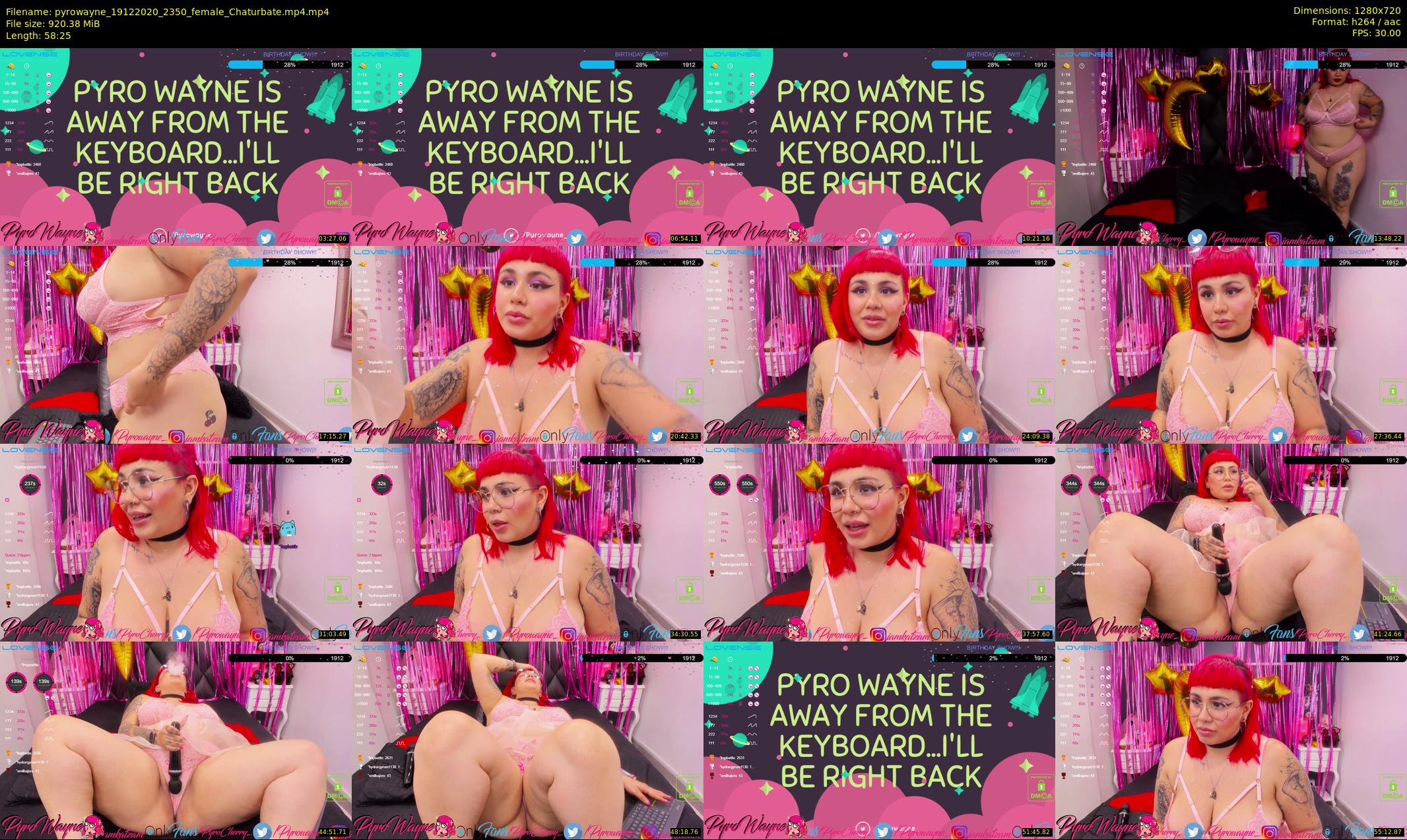 pyrowayne — 59 minute Chaturbate female cam show recording, 720p, Dec 19, 2020