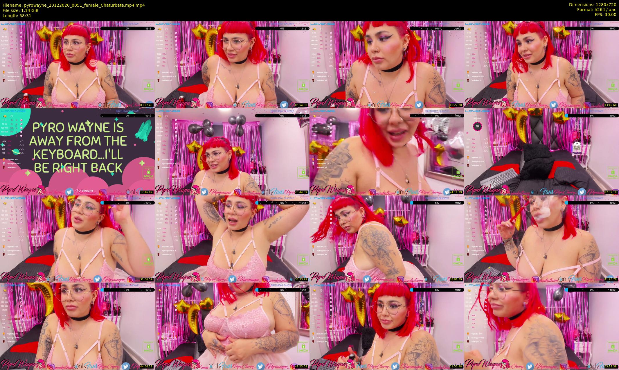 pyrowayne — 59 minute Chaturbate female cam show recording, 720p, Dec 20, 2020