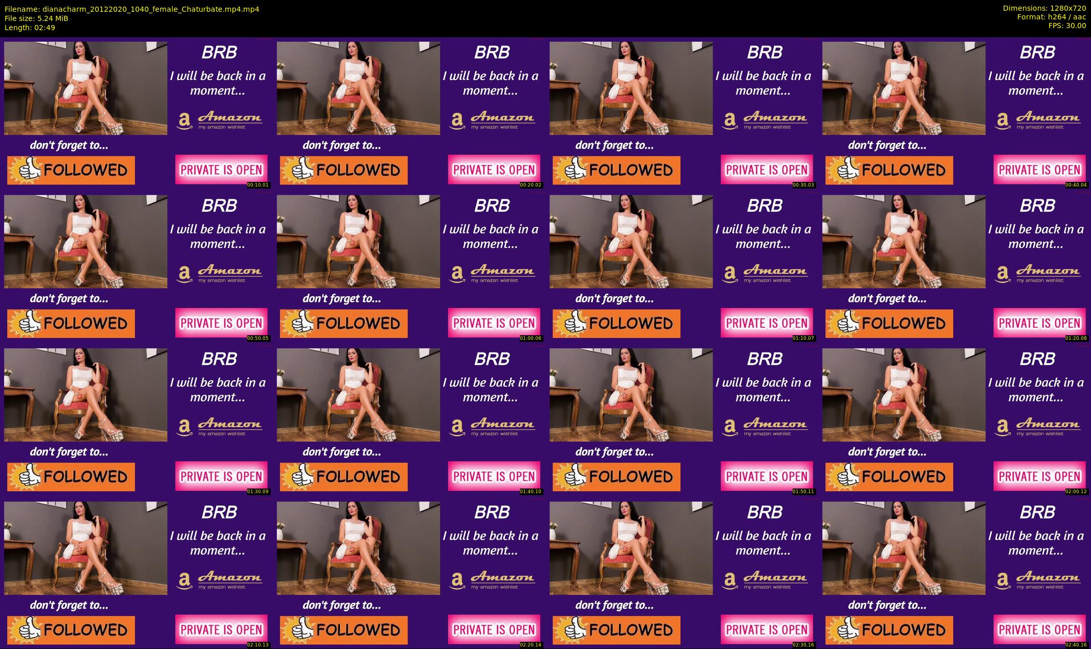 dianacharm — 3 minute Chaturbate female cam show recording, 720p, Dec 20, 2020