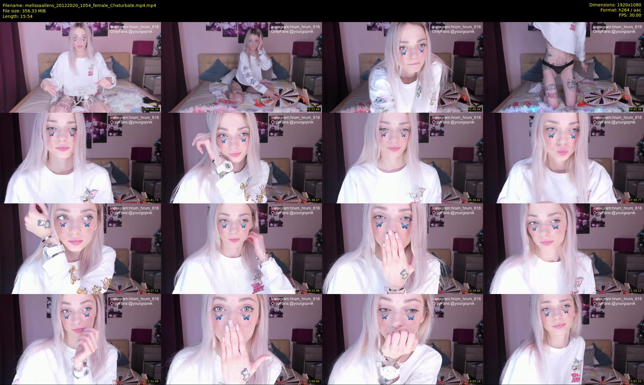 melissaallens — 16 minute Chaturbate female cam show recording, 1080p, Dec 20, 2020