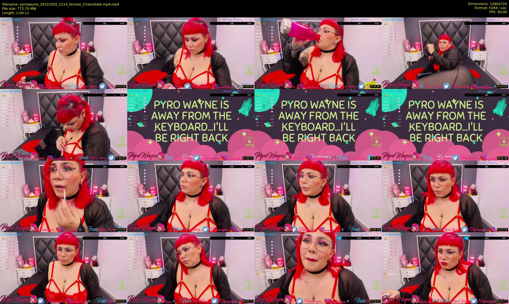 pyrowayne — 61 minute Chaturbate female cam show recording, 720p, Dec 20, 2020