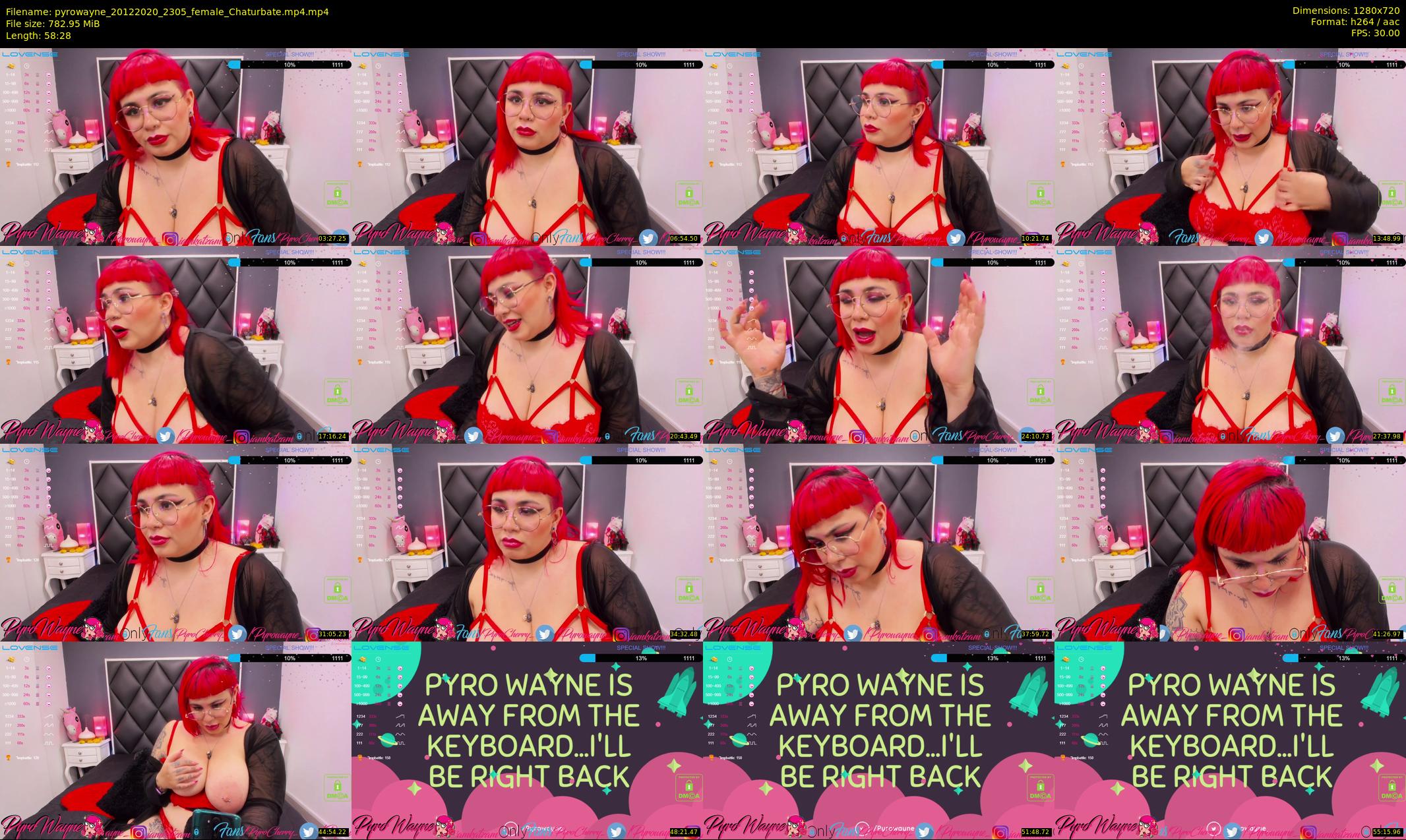 pyrowayne — 59 minute Chaturbate female cam show recording, 720p, Dec 20, 2020