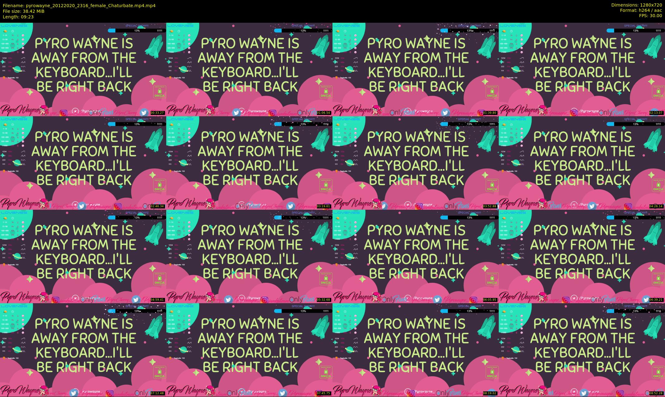 pyrowayne — 10 minute Chaturbate female cam show recording, 720p, Dec 20, 2020