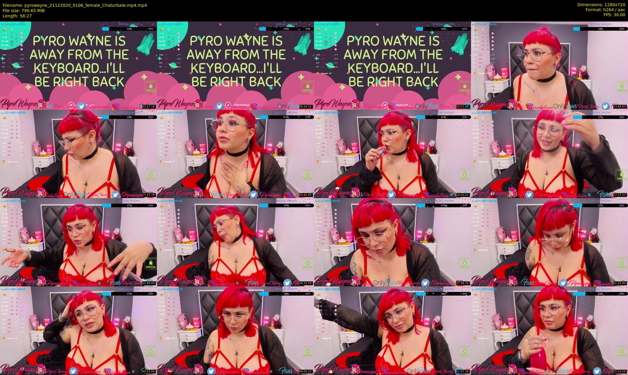pyrowayne — 59 minute Chaturbate female cam show recording, 720p, Dec 21, 2020