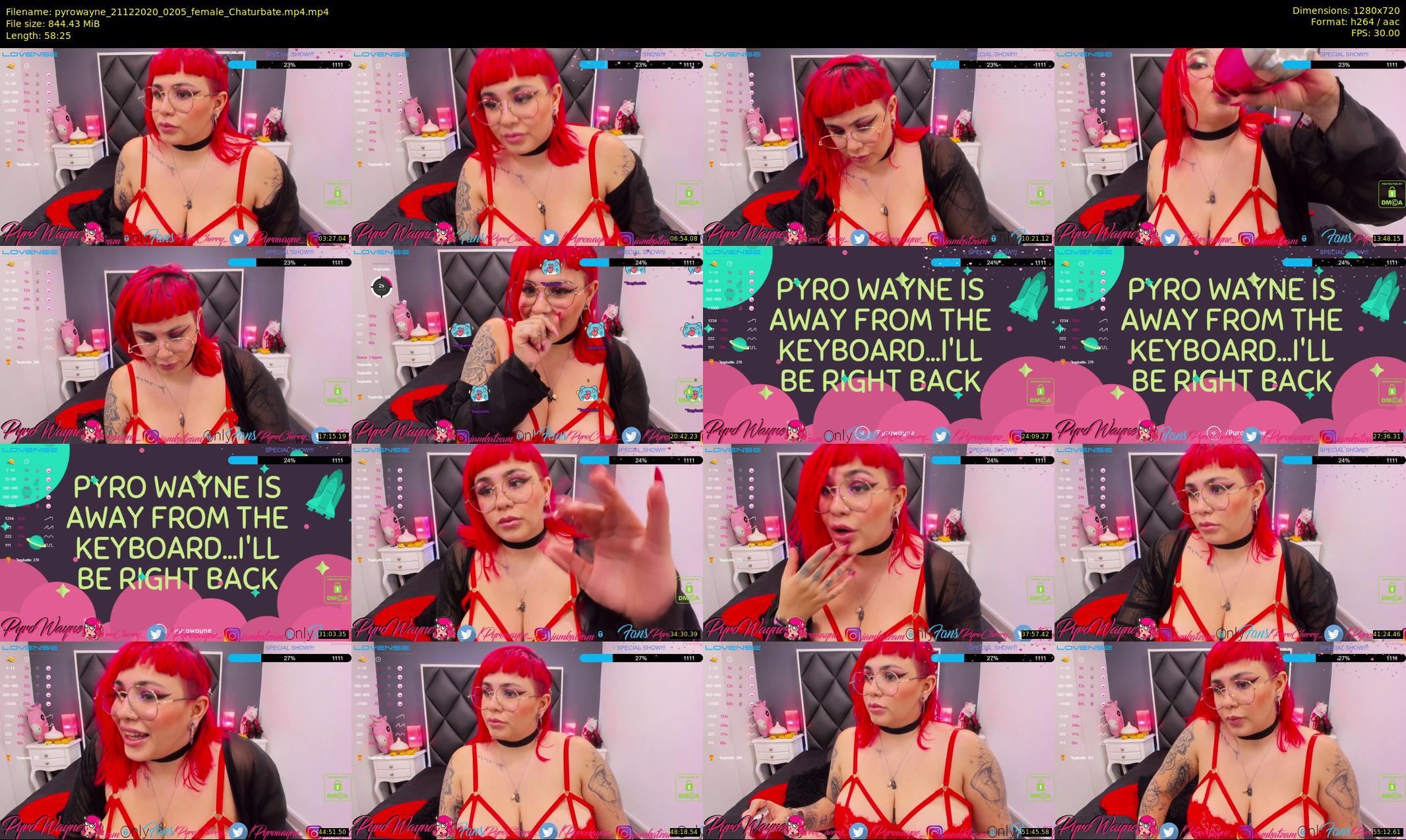 pyrowayne — 59 minute Chaturbate female cam show recording, 720p, Dec 21, 2020