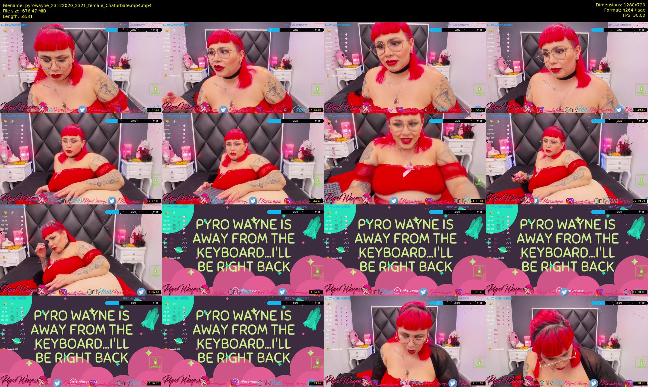 pyrowayne — 59 minute Chaturbate female cam show recording, 720p, Dec 23, 2020