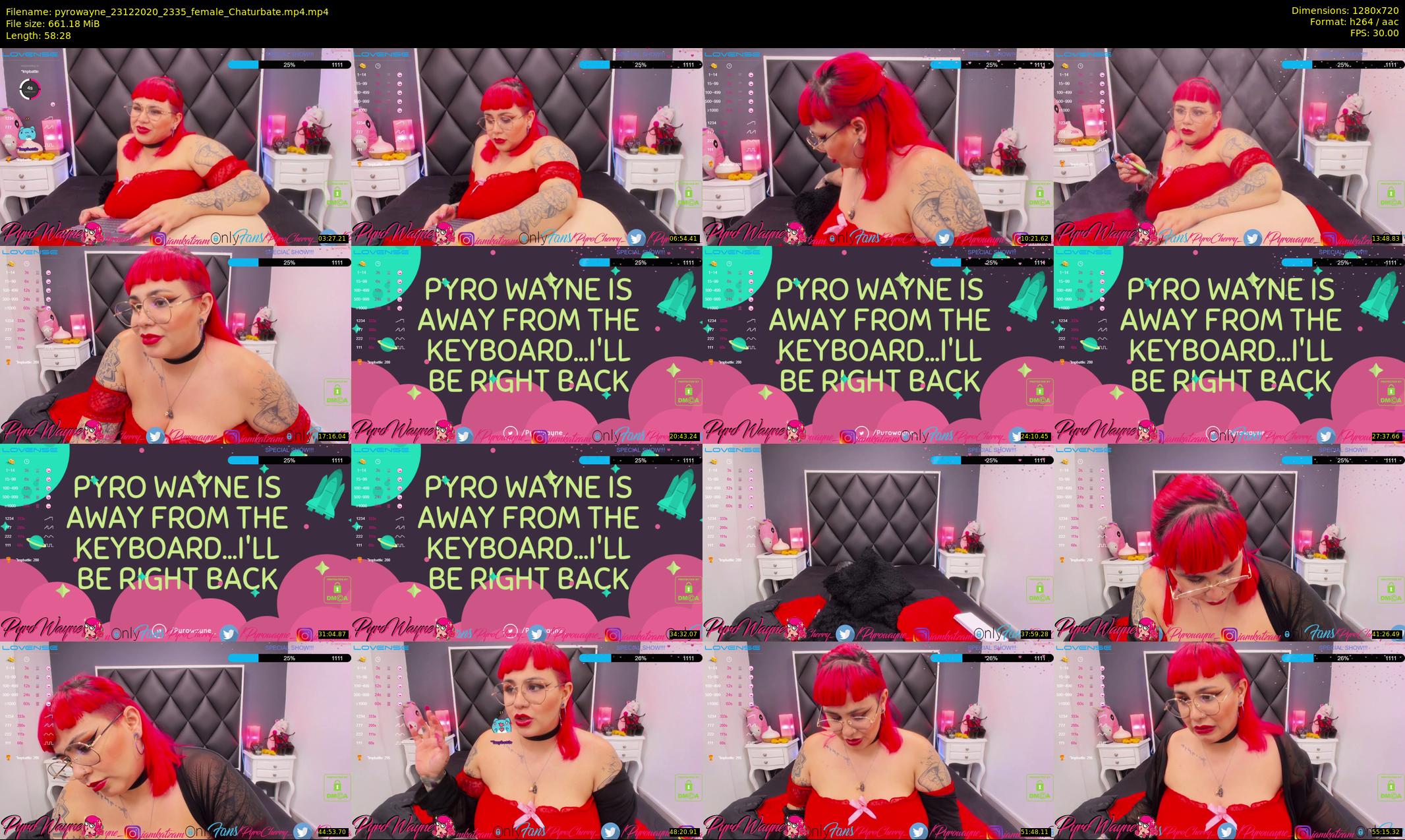 pyrowayne — 59 minute Chaturbate female cam show recording, 720p, Dec 23, 2020