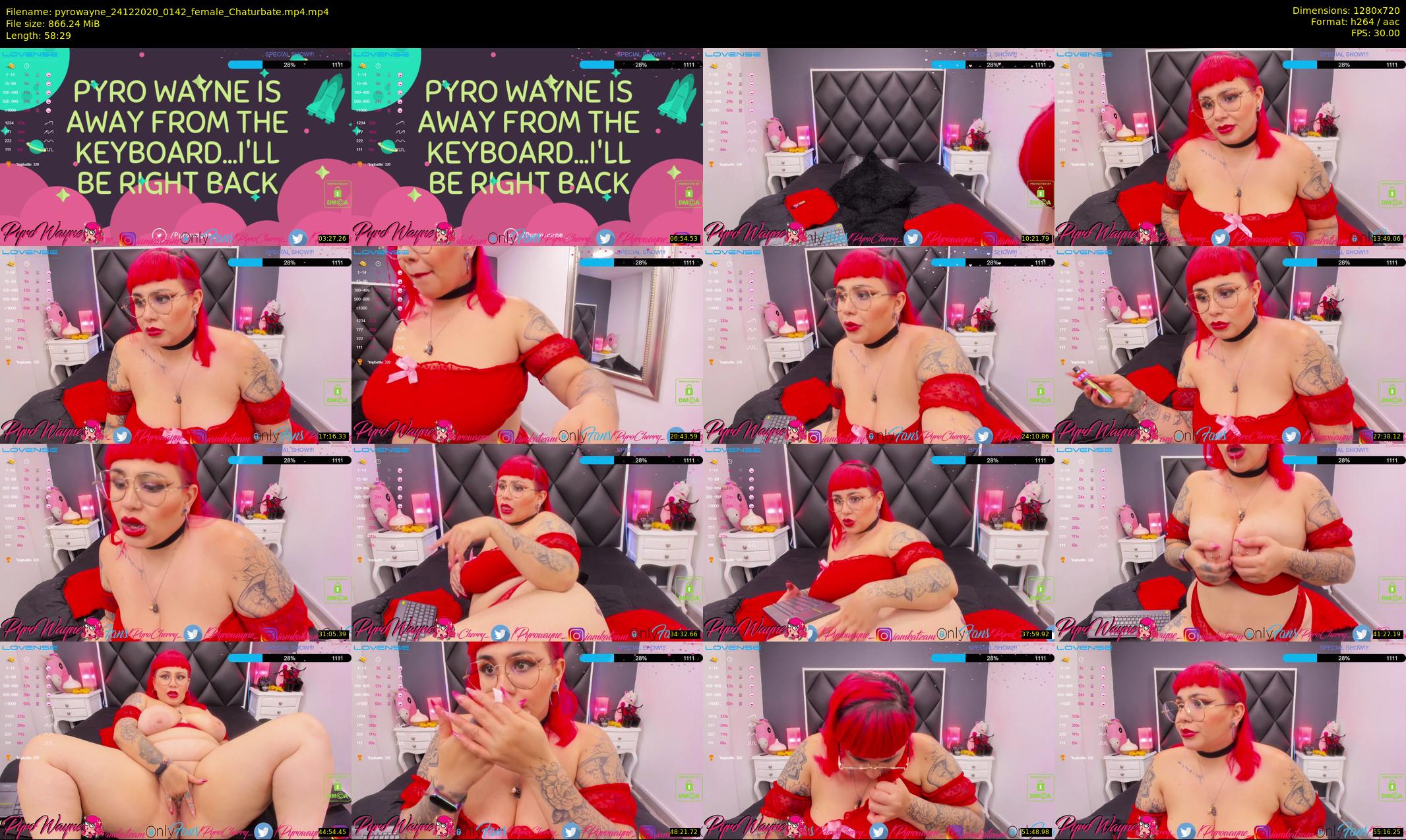 pyrowayne — 59 minute Chaturbate female cam show recording, 720p, Dec 24, 2020