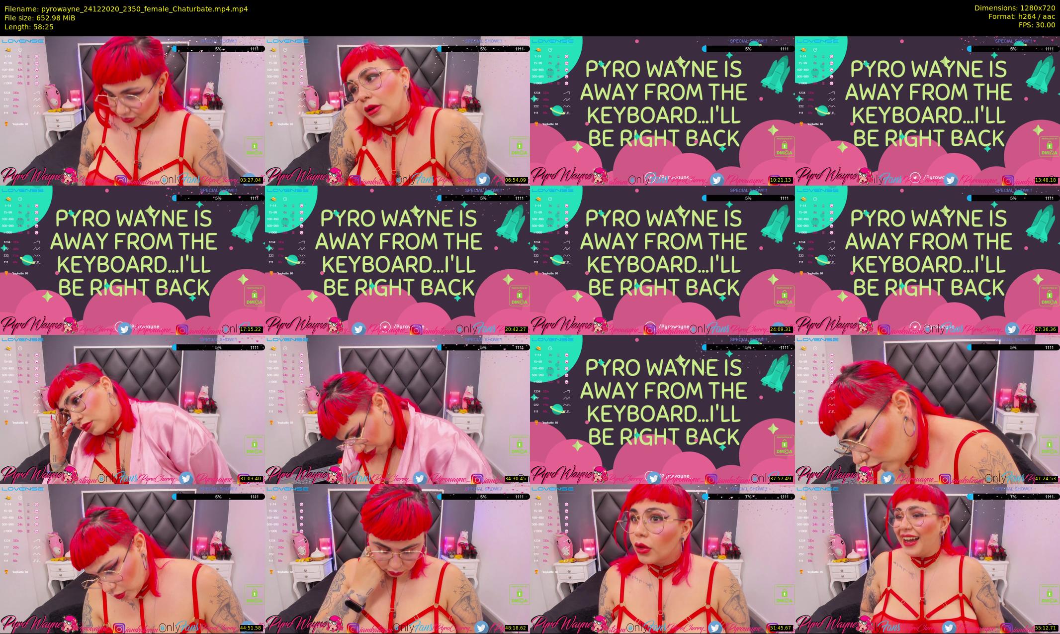 pyrowayne — 59 minute Chaturbate female cam show recording, 720p, Dec 24, 2020