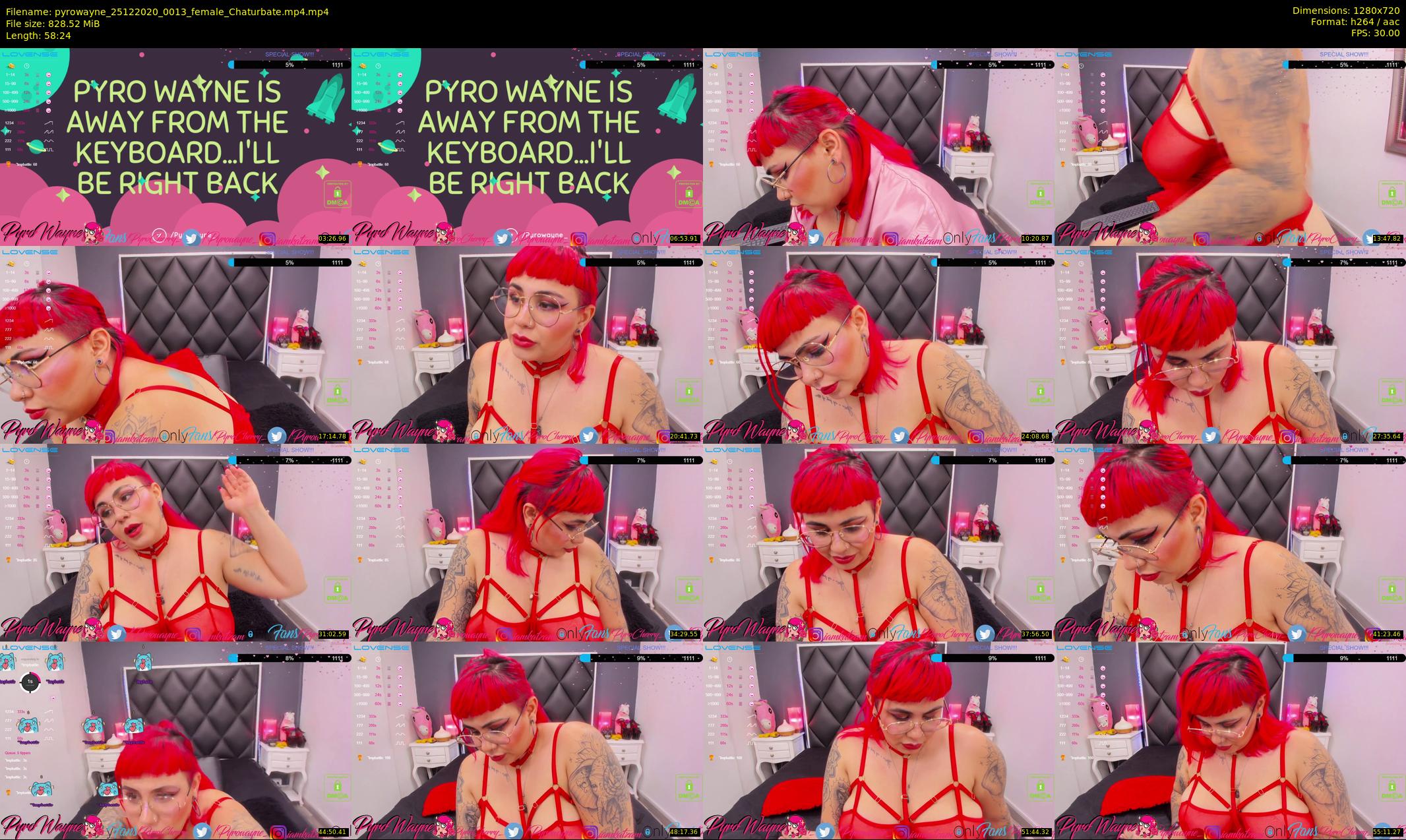 pyrowayne — 59 minute Chaturbate female cam show recording, 720p, Dec 25, 2020