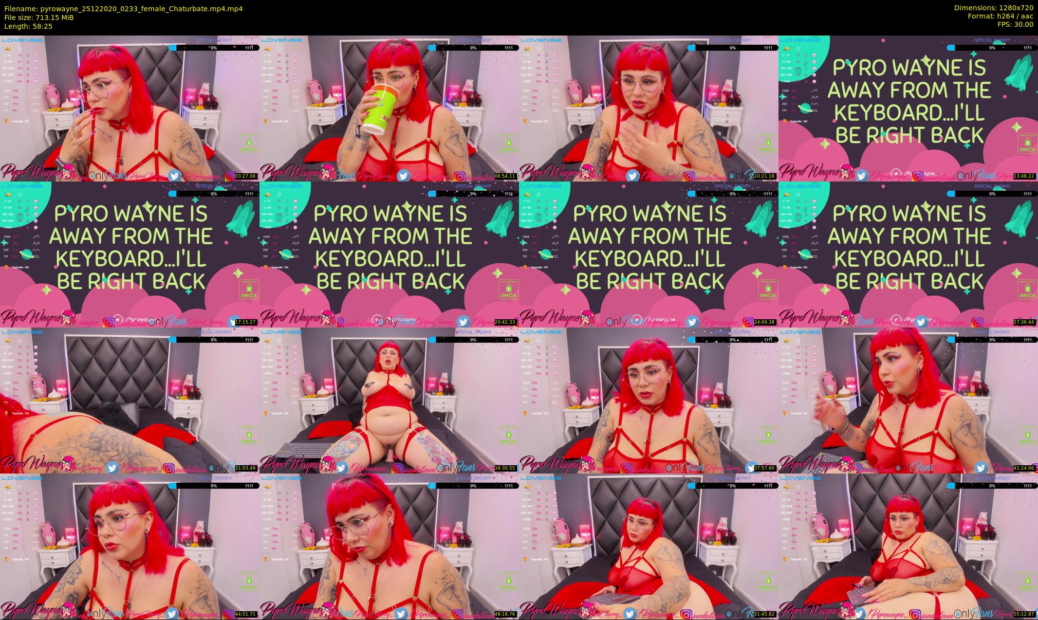 pyrowayne — 59 minute Chaturbate female cam show recording, 720p, Dec 25, 2020