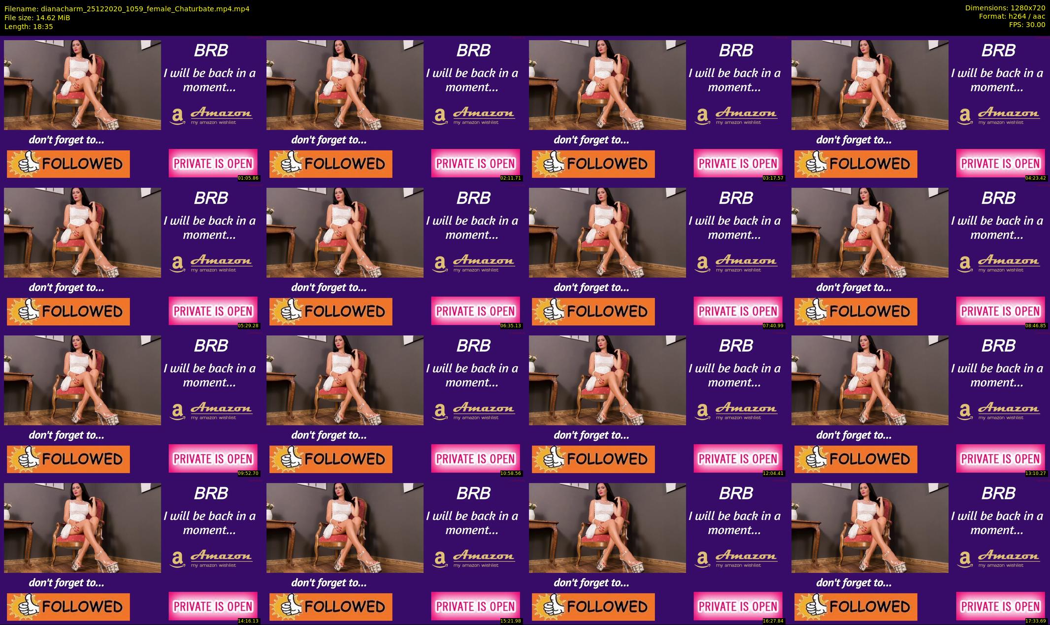 dianacharm — 19 minute Chaturbate female cam show recording, 720p, Dec 25, 2020