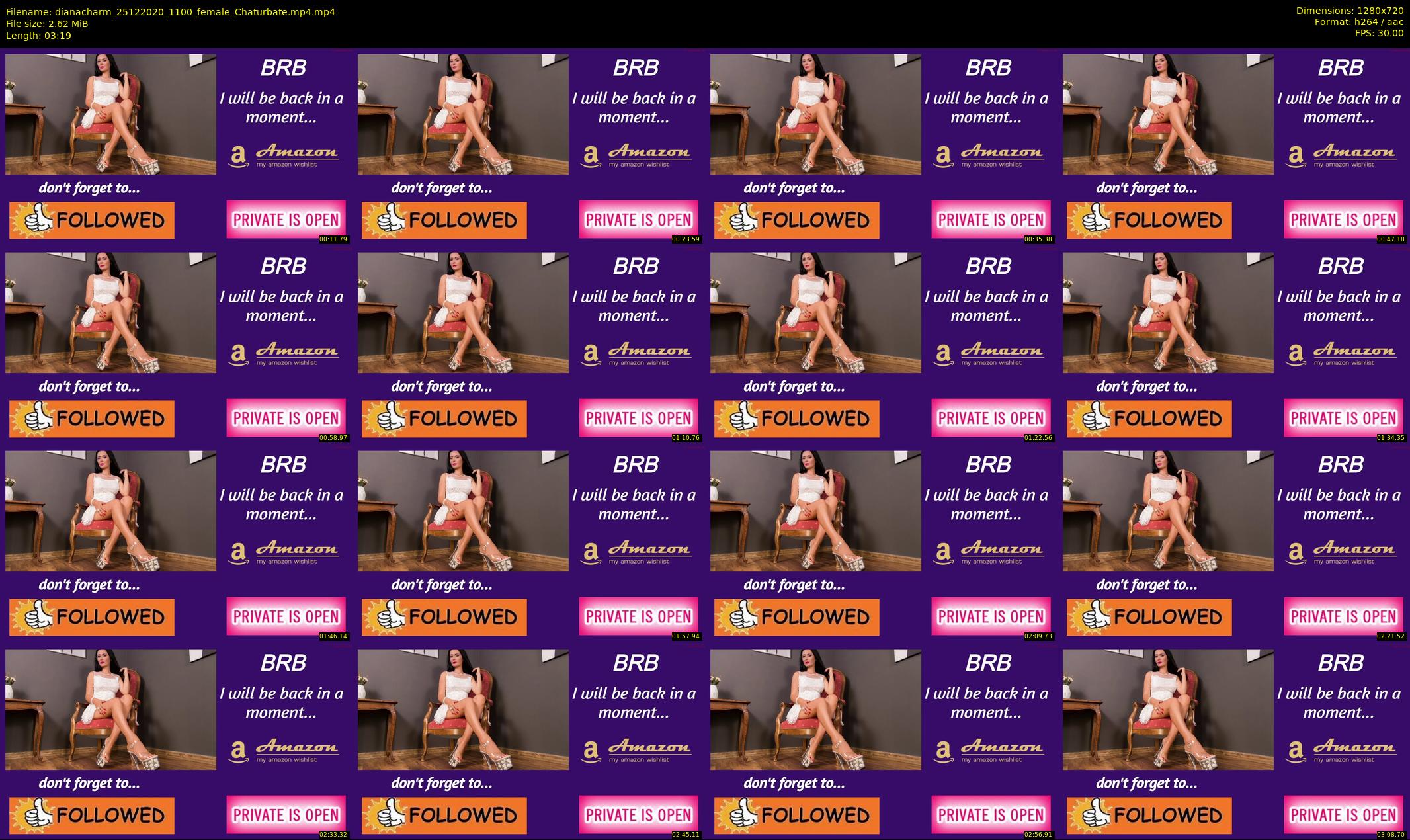 dianacharm — 4 minute Chaturbate female cam show recording, 720p, Dec 25, 2020