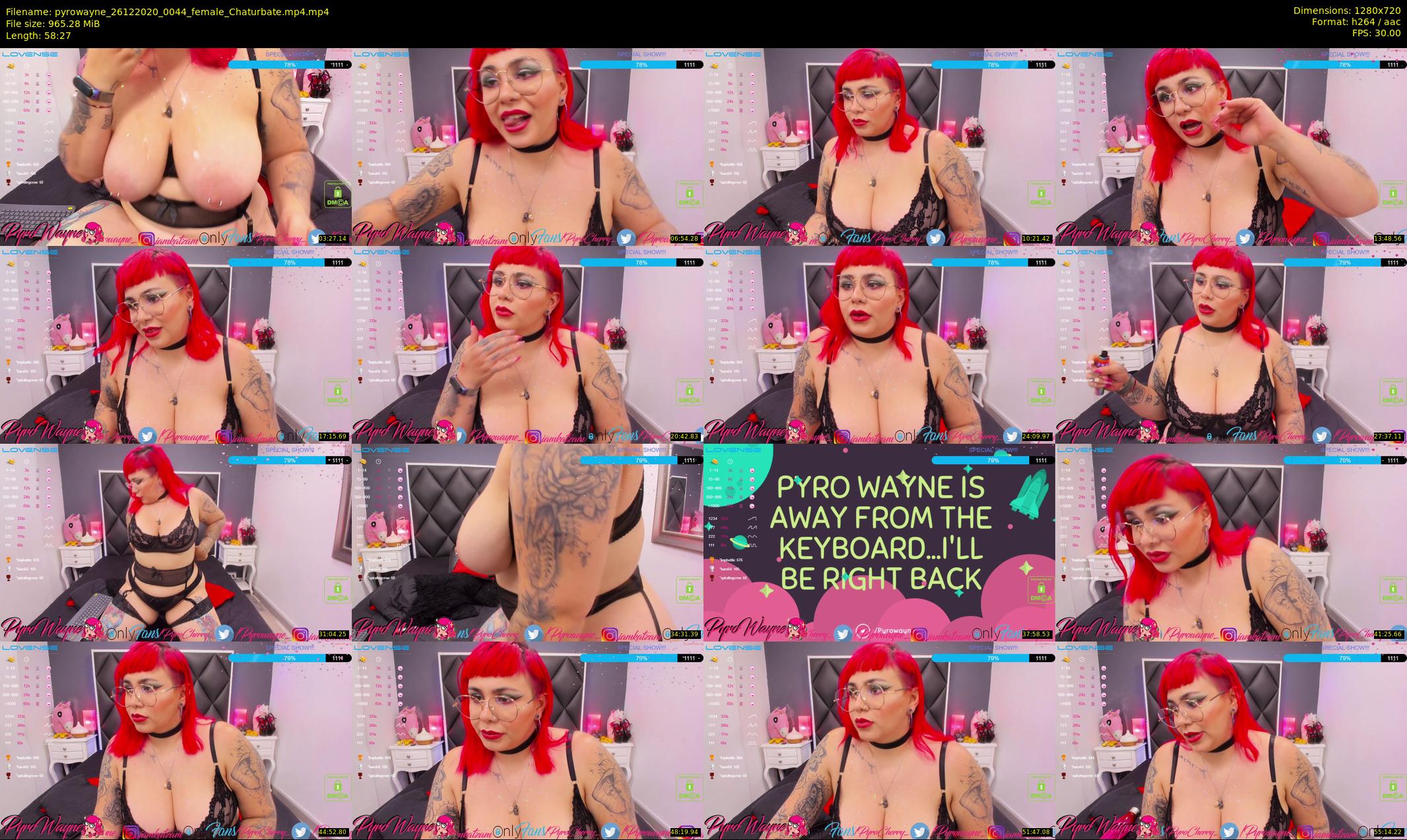 pyrowayne — 59 minute Chaturbate female cam show recording, 720p, Dec 26, 2020