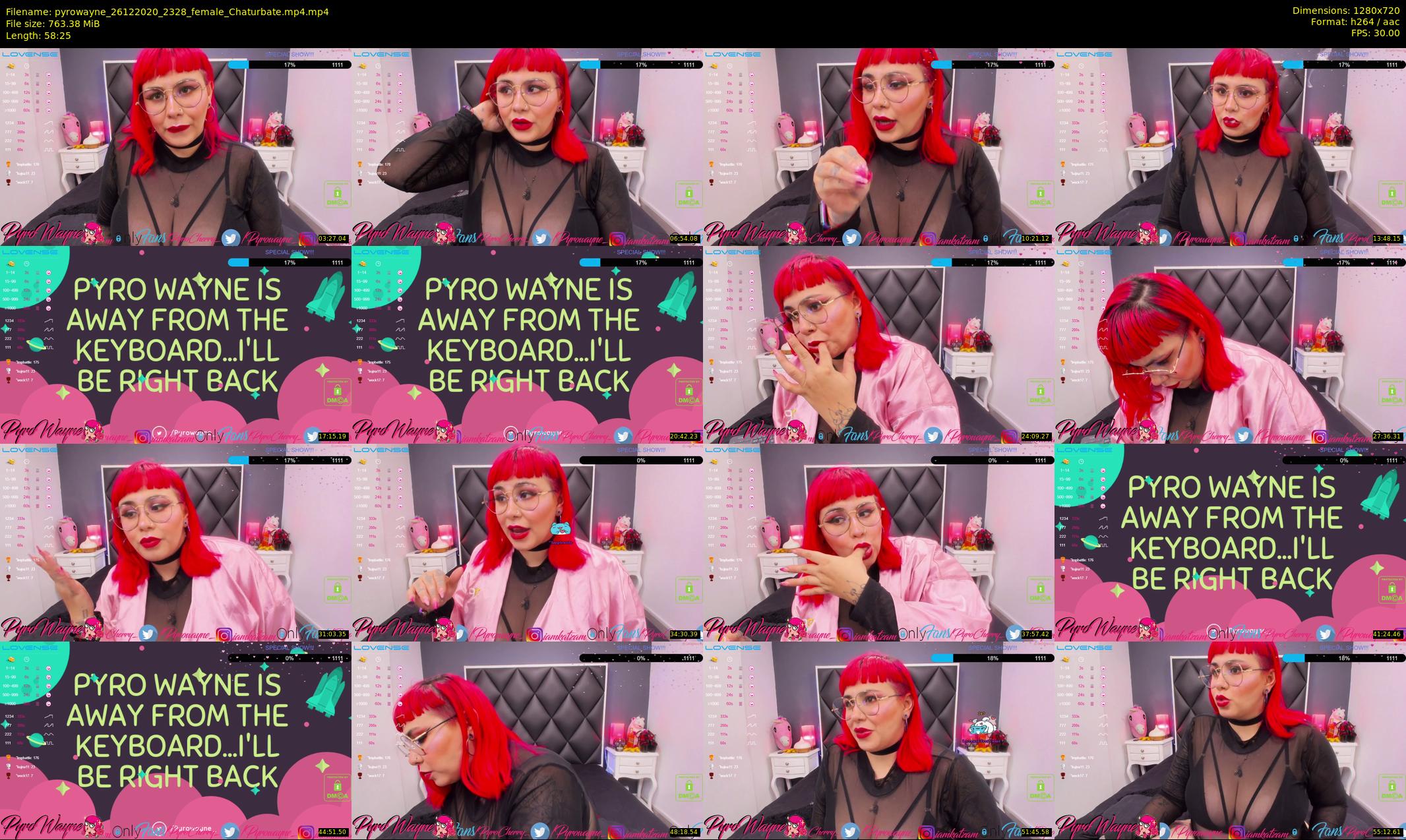 pyrowayne — 59 minute Chaturbate female cam show recording, 720p, Dec 26, 2020