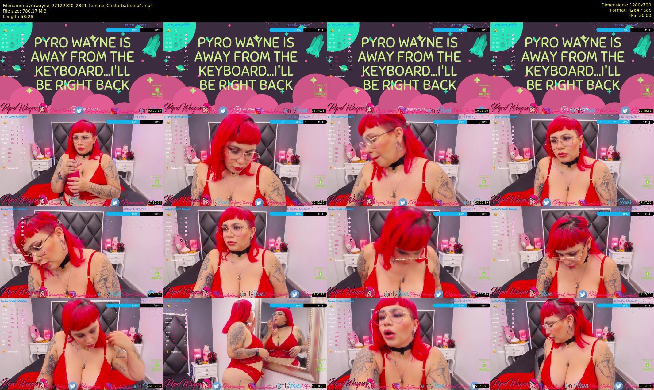 pyrowayne — 59 minute Chaturbate female cam show recording, 720p, Dec 27, 2020