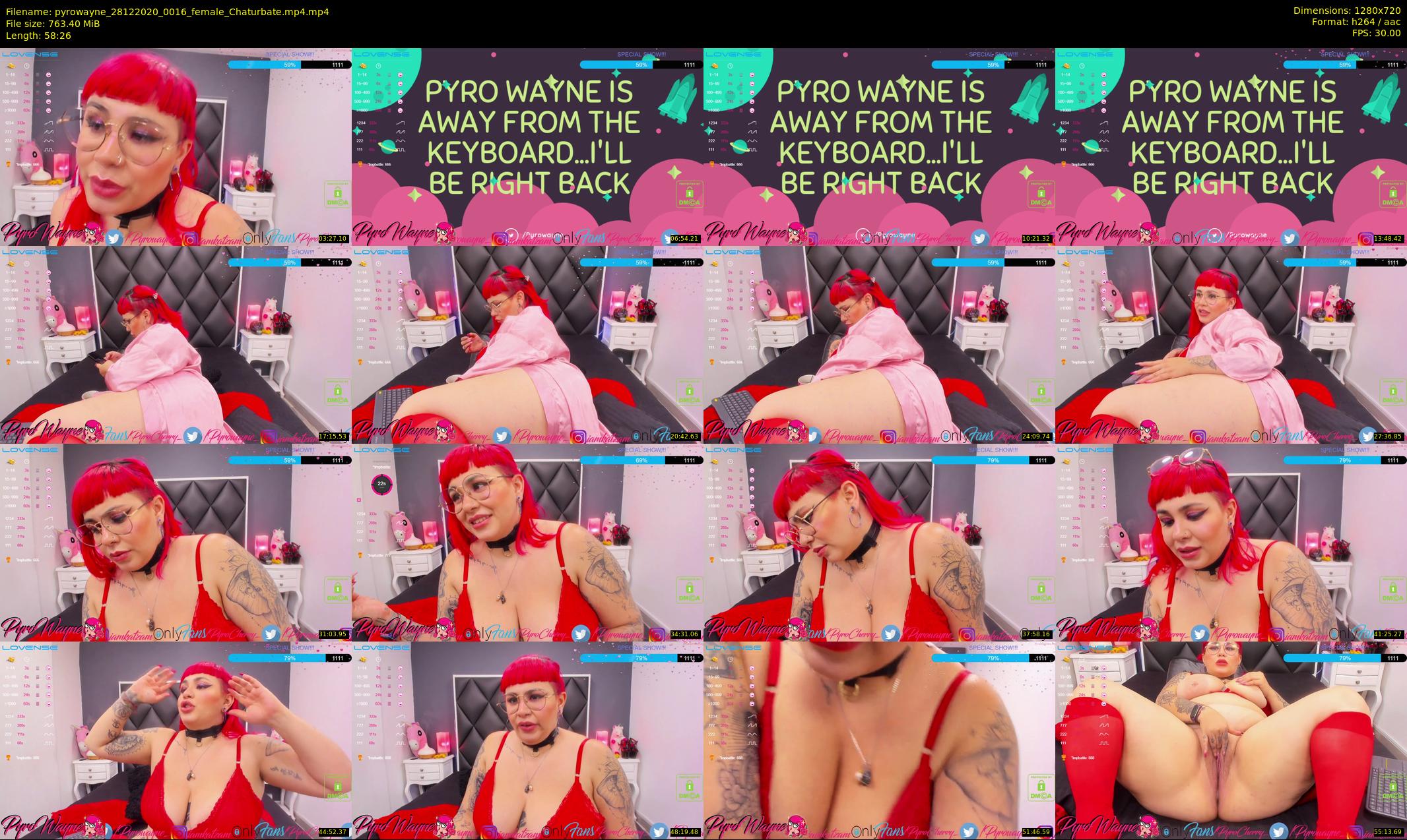 pyrowayne — 59 minute Chaturbate female cam show recording, 720p, Dec 28, 2020