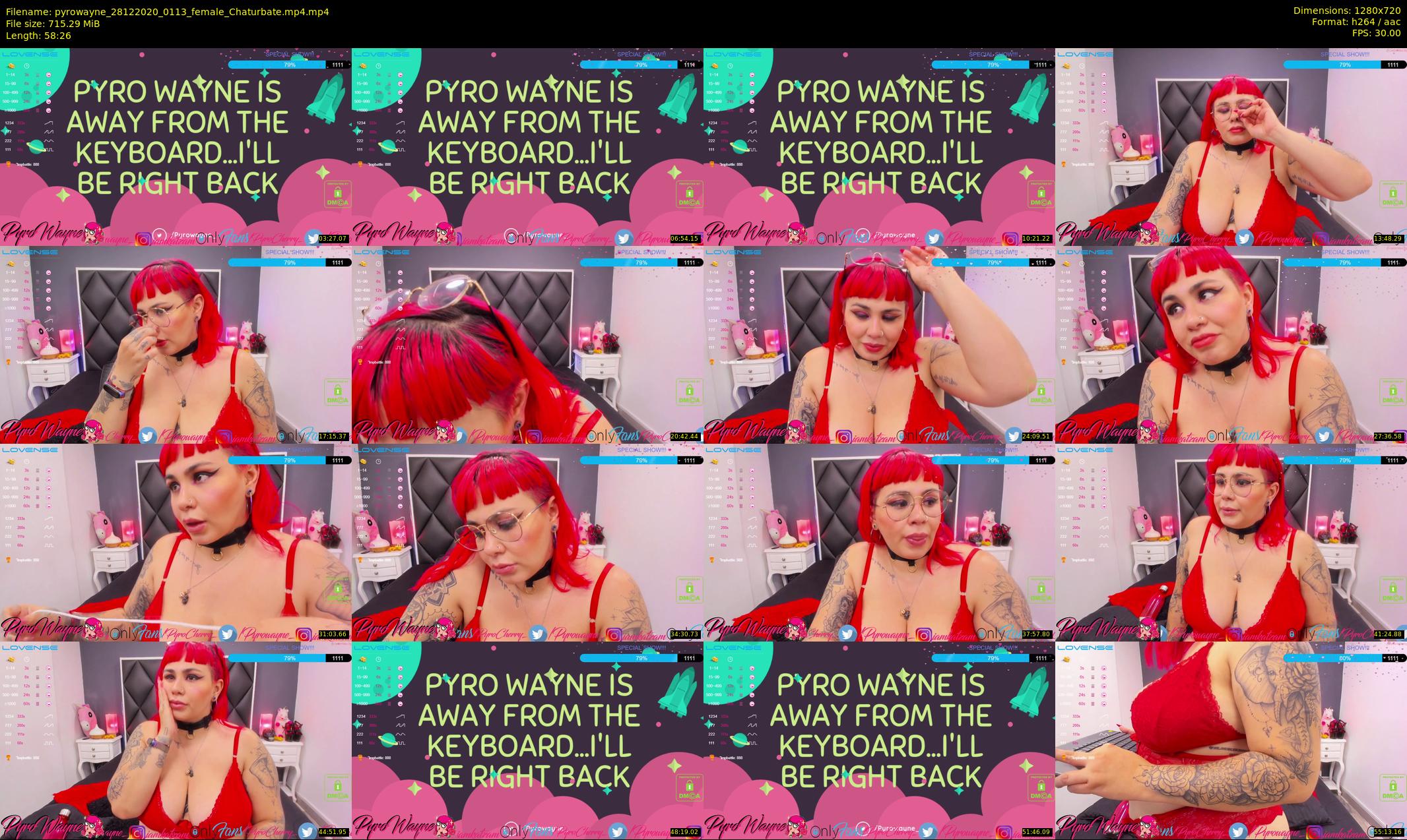 pyrowayne — 59 minute Chaturbate female cam show recording, 720p, Dec 28, 2020