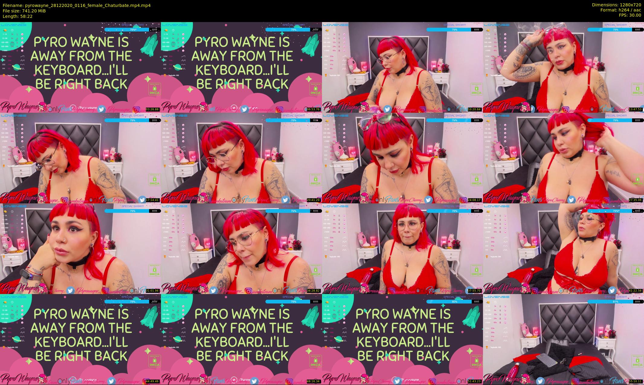 pyrowayne — 59 minute Chaturbate female cam show recording, 720p, Dec 28, 2020