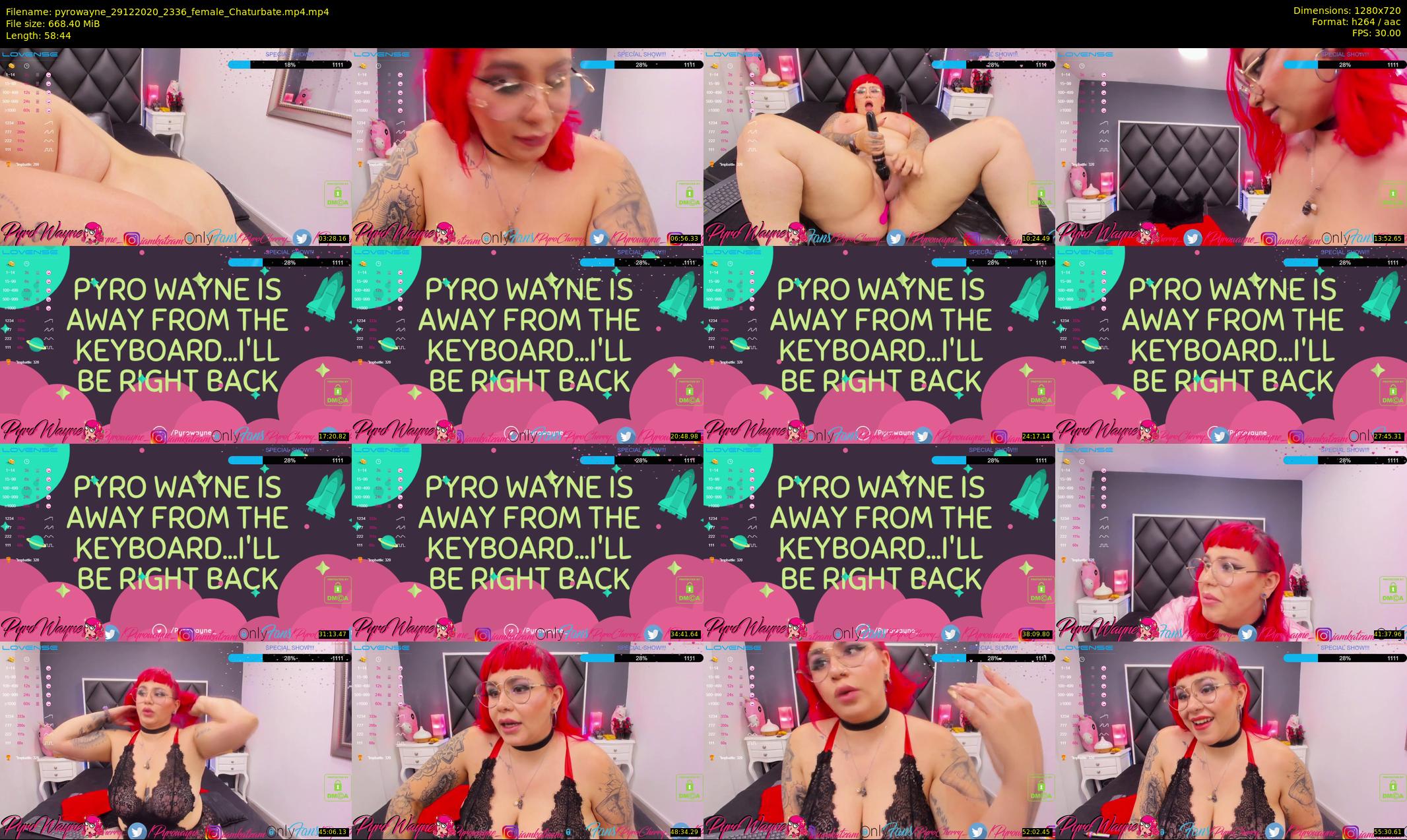 pyrowayne — 59 minute Chaturbate female cam show recording, 720p, Dec 29, 2020