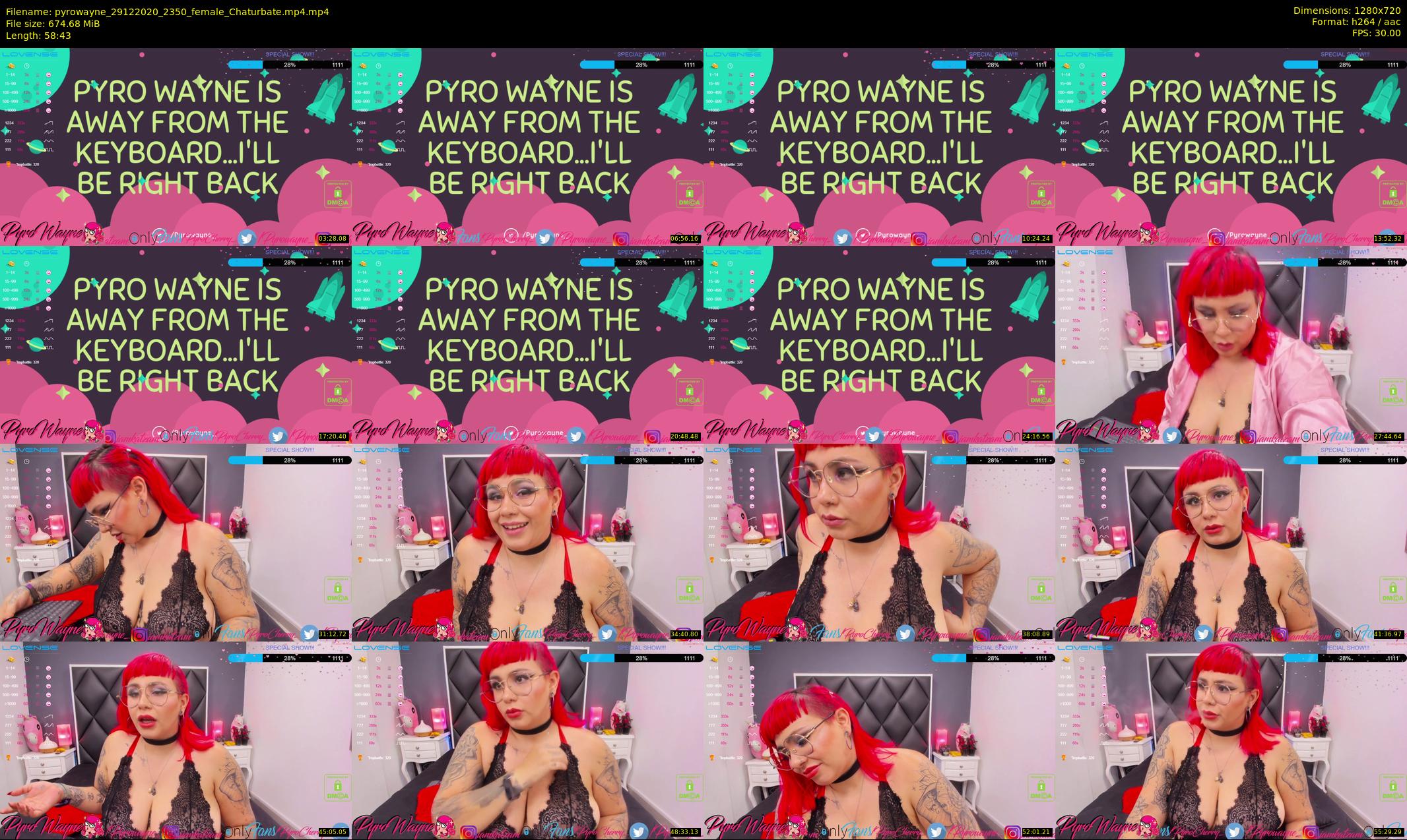 pyrowayne — 59 minute Chaturbate female cam show recording, 720p, Dec 29, 2020