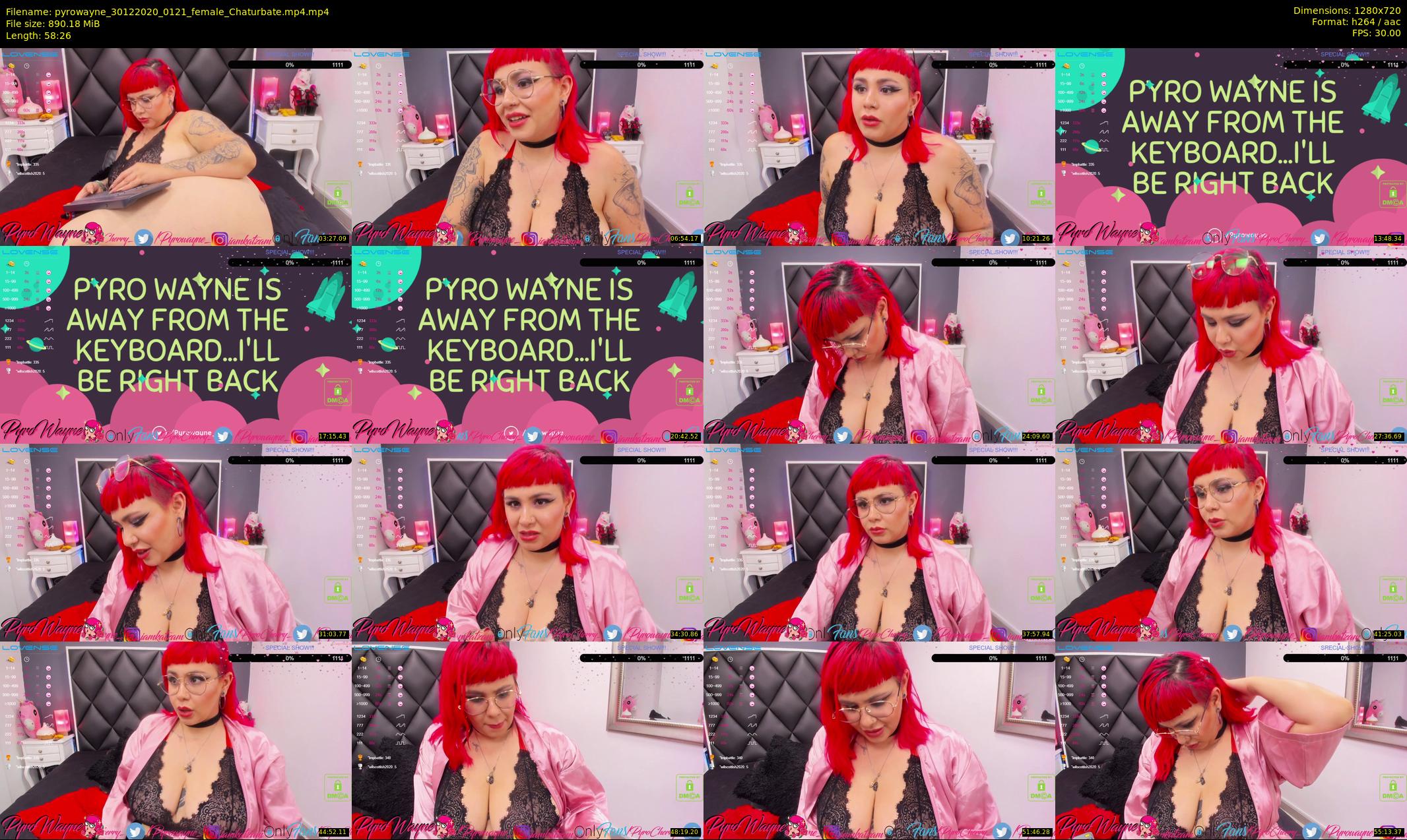 pyrowayne — 59 minute Chaturbate female cam show recording, 720p, Dec 30, 2020