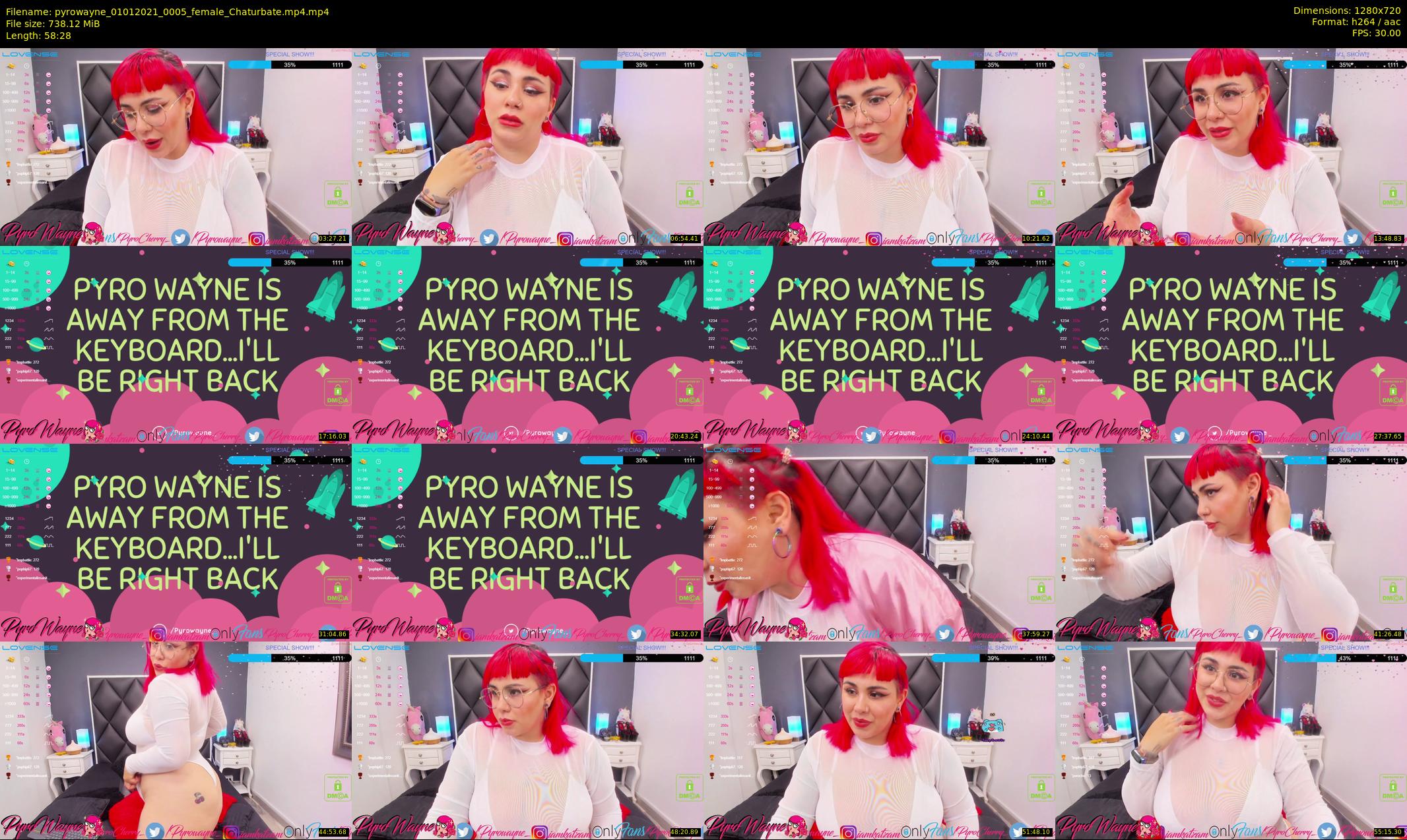 pyrowayne — 59 minute Chaturbate female cam show recording, 720p, Jan 1, 2021