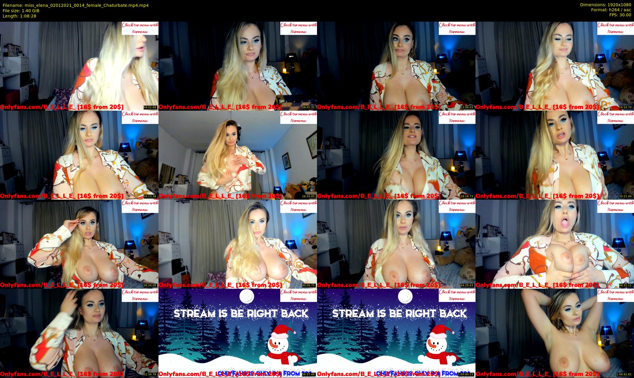 miss_elena — 69 minute Chaturbate female cam show recording, 1080p, Jan 2, 2021