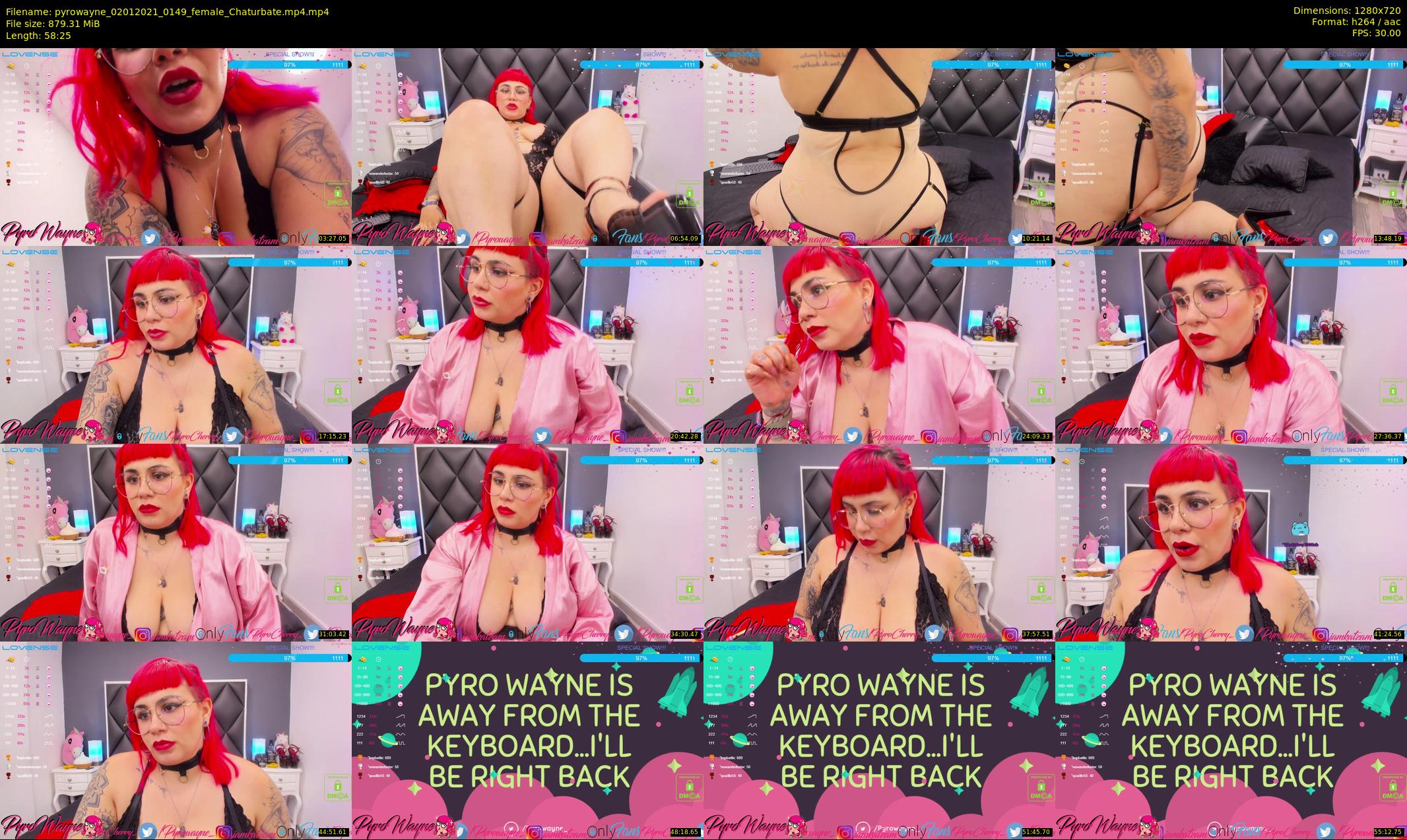 pyrowayne — 59 minute Chaturbate female cam show recording, 720p, Jan 2, 2021