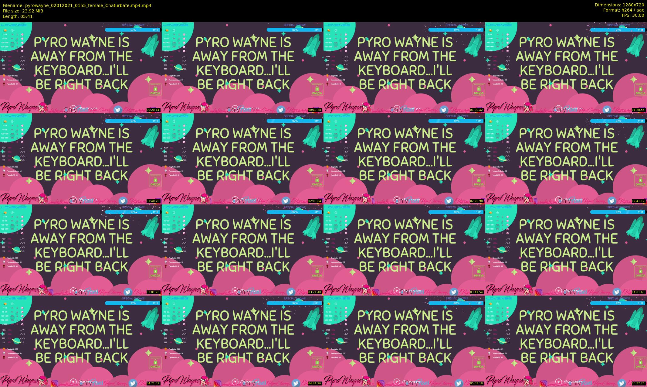 pyrowayne — 6 minute Chaturbate female cam show recording, 720p, Jan 2, 2021