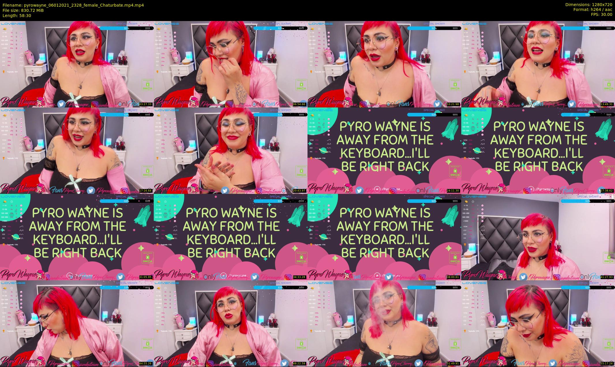 pyrowayne — 59 minute Chaturbate female cam show recording, 720p, Jan 6, 2021