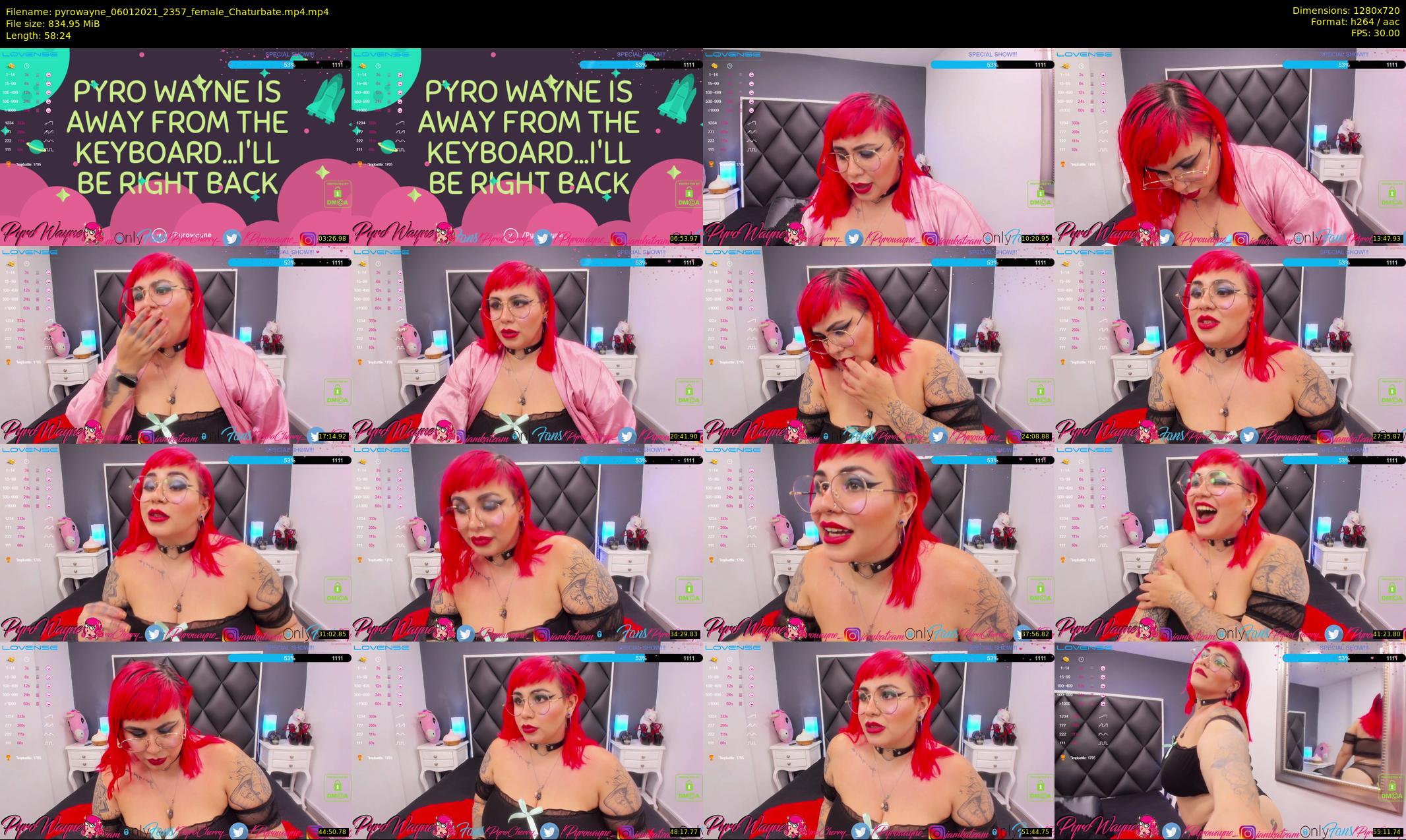pyrowayne — 59 minute Chaturbate female cam show recording, 720p, Jan 6, 2021