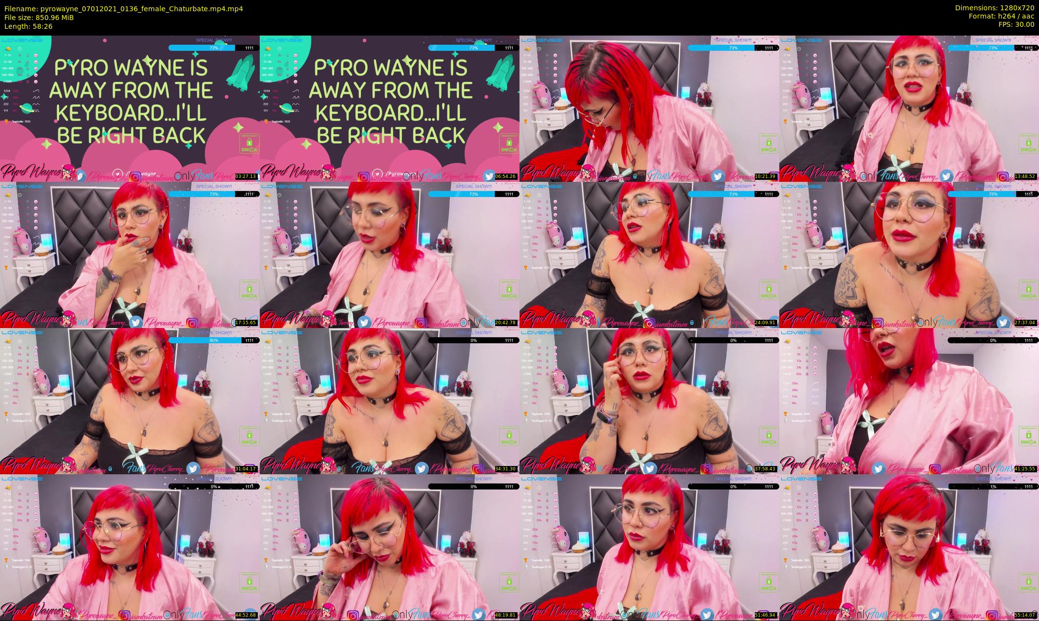 pyrowayne — 59 minute Chaturbate female cam show recording, 720p, Jan 7, 2021