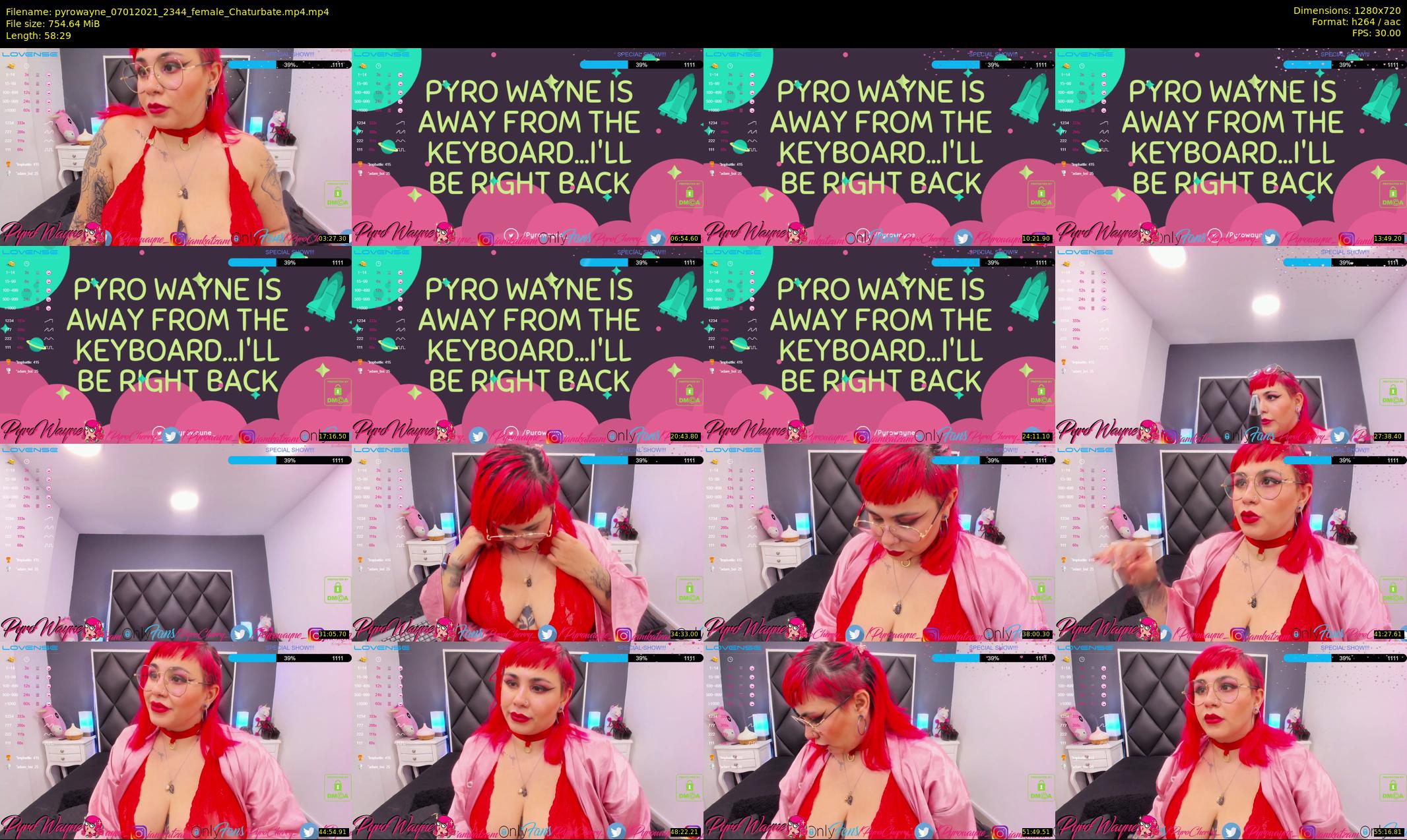 pyrowayne — 59 minute Chaturbate female cam show recording, 720p, Jan 7, 2021